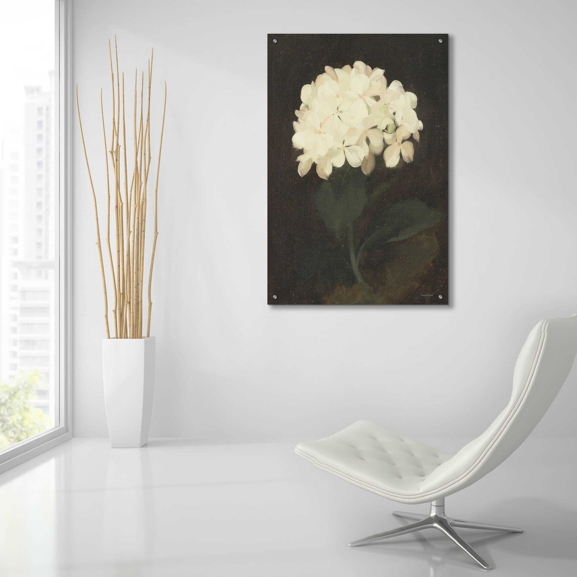 Epic Art 'Vintage White Hydrangea' by lettered & lined, Acrylic Glass Wall Art,24x36