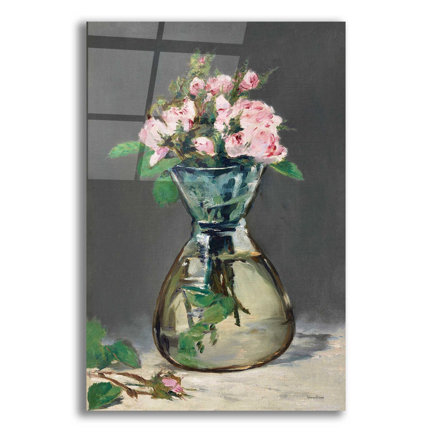 Epic Art 'Watercolor Pink Roses' by lettered & lined, Acrylic Glass Wall Art,12x16