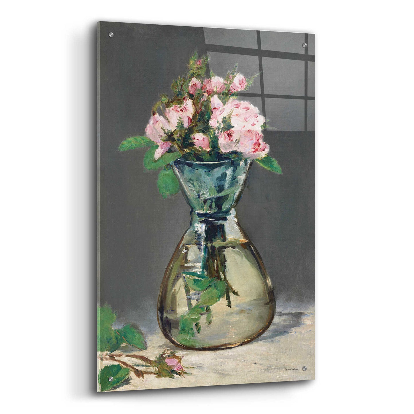 Epic Art 'Watercolor Pink Roses' by lettered & lined, Acrylic Glass Wall Art,24x36