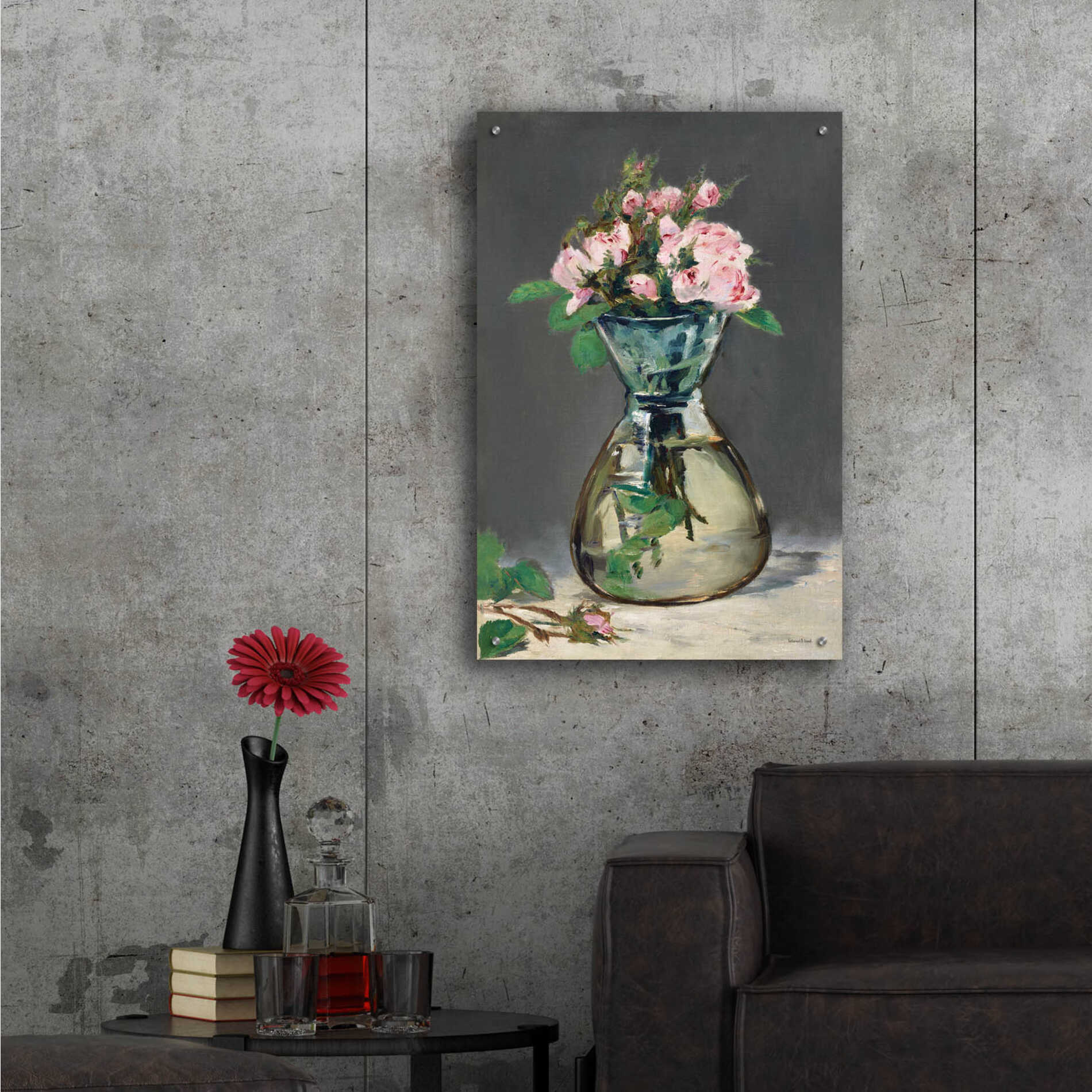 Epic Art 'Watercolor Pink Roses' by lettered & lined, Acrylic Glass Wall Art,24x36