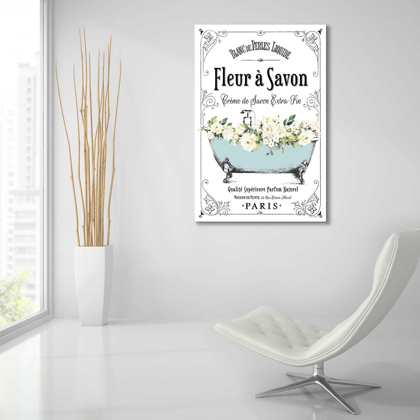 Epic Art 'French Bathroom Set I' by lettered & lined, Acrylic Glass Wall Art,24x36