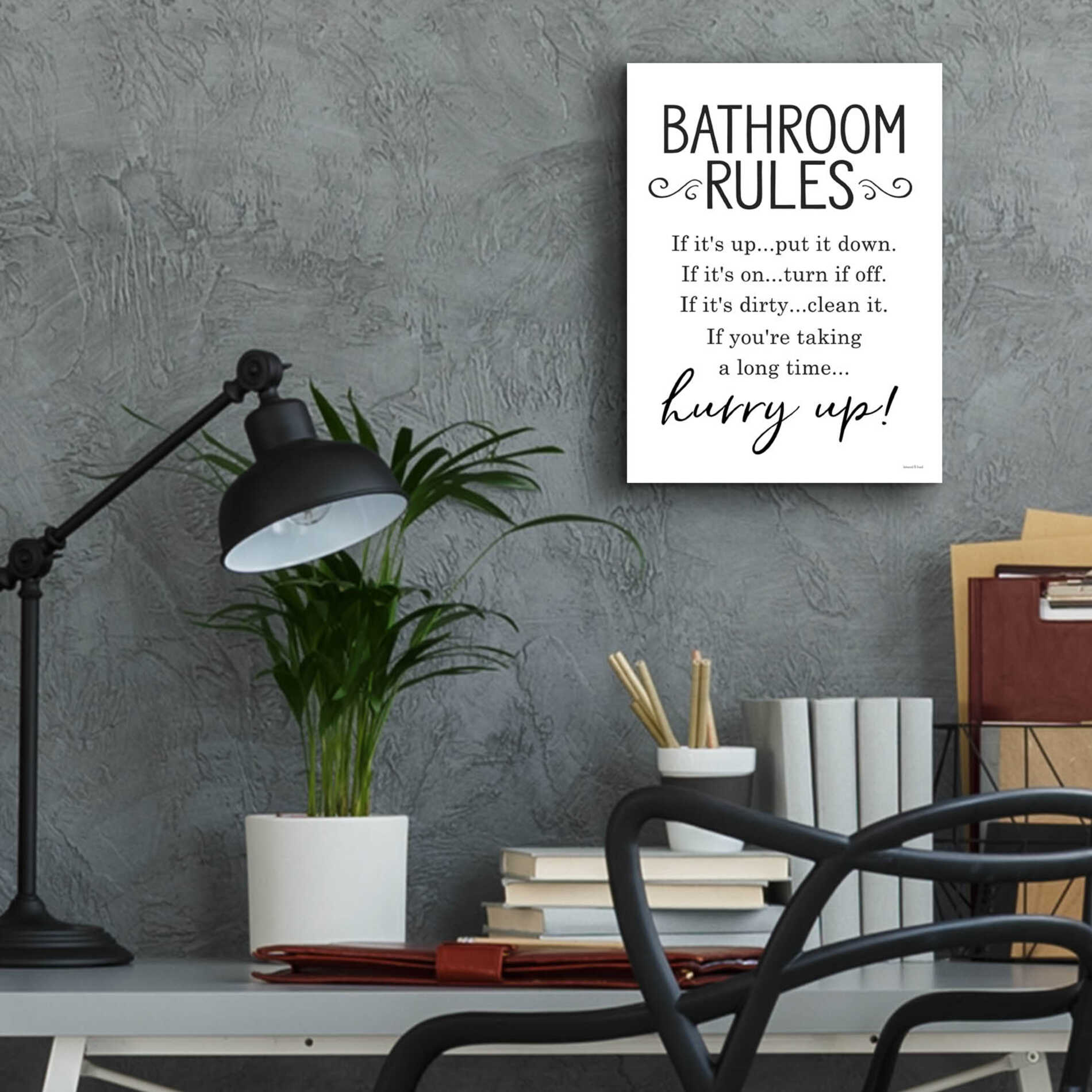 Epic Art 'Bathroom Rules' by lettered & lined, Acrylic Glass Wall Art,12x16