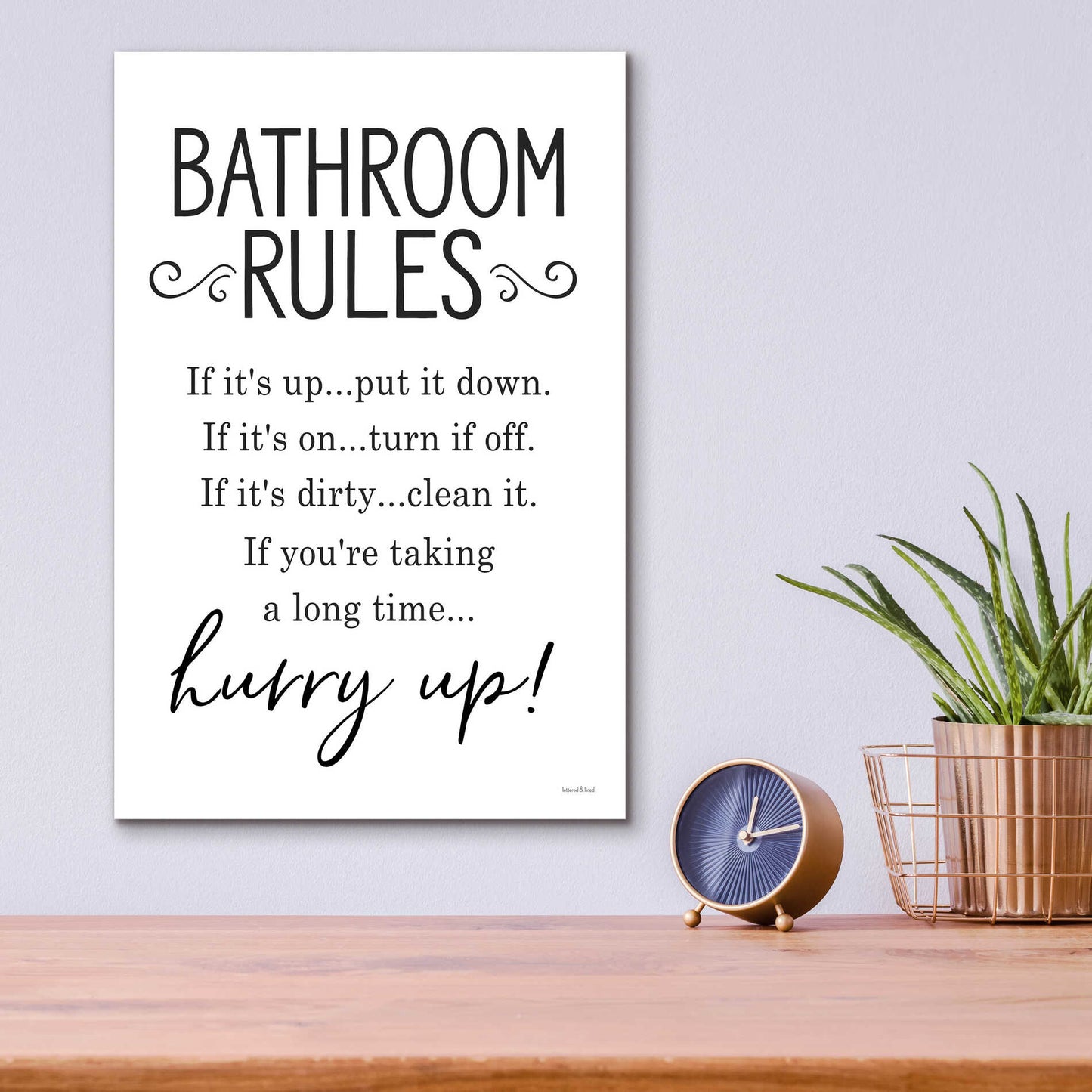 Epic Art 'Bathroom Rules' by lettered & lined, Acrylic Glass Wall Art,12x16