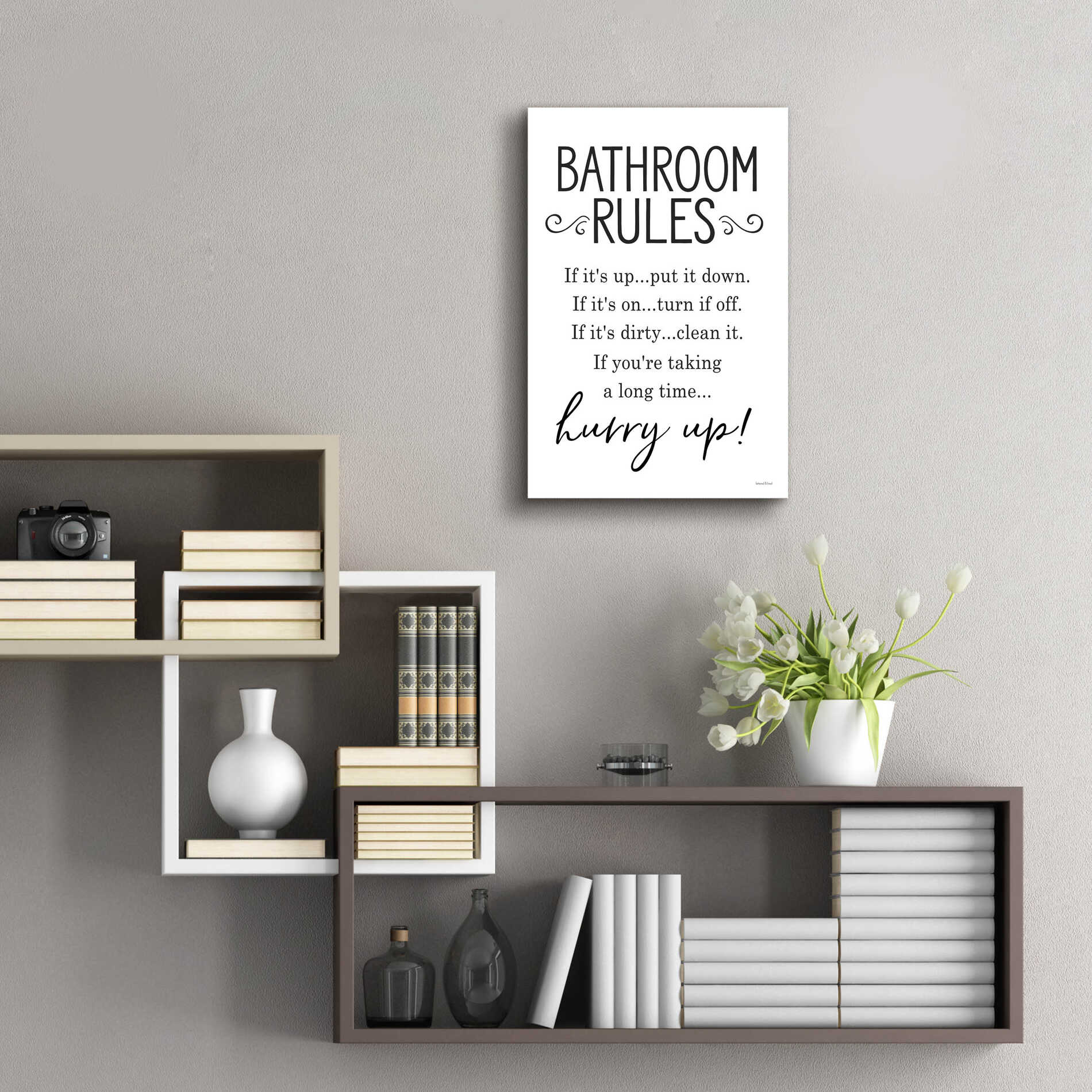 Epic Art 'Bathroom Rules' by lettered & lined, Acrylic Glass Wall Art,16x24