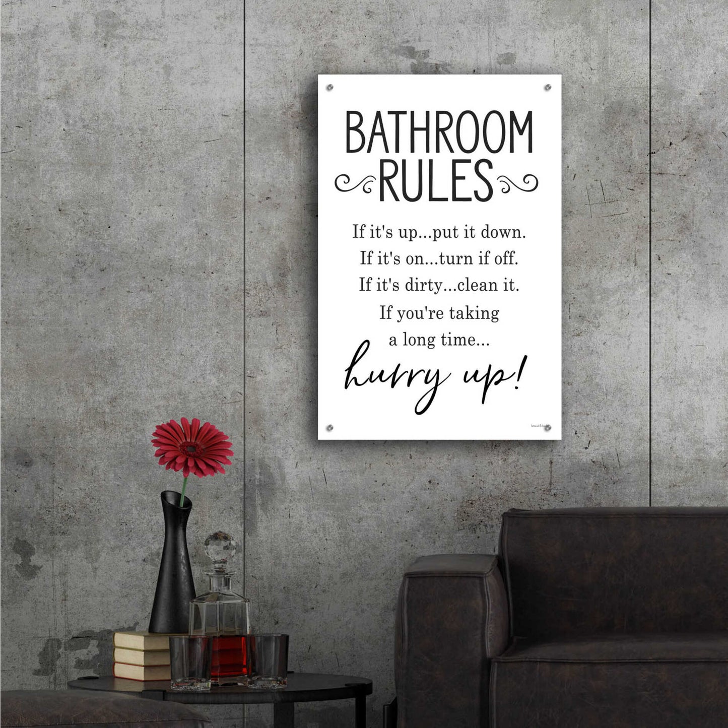 Epic Art 'Bathroom Rules' by lettered & lined, Acrylic Glass Wall Art,24x36