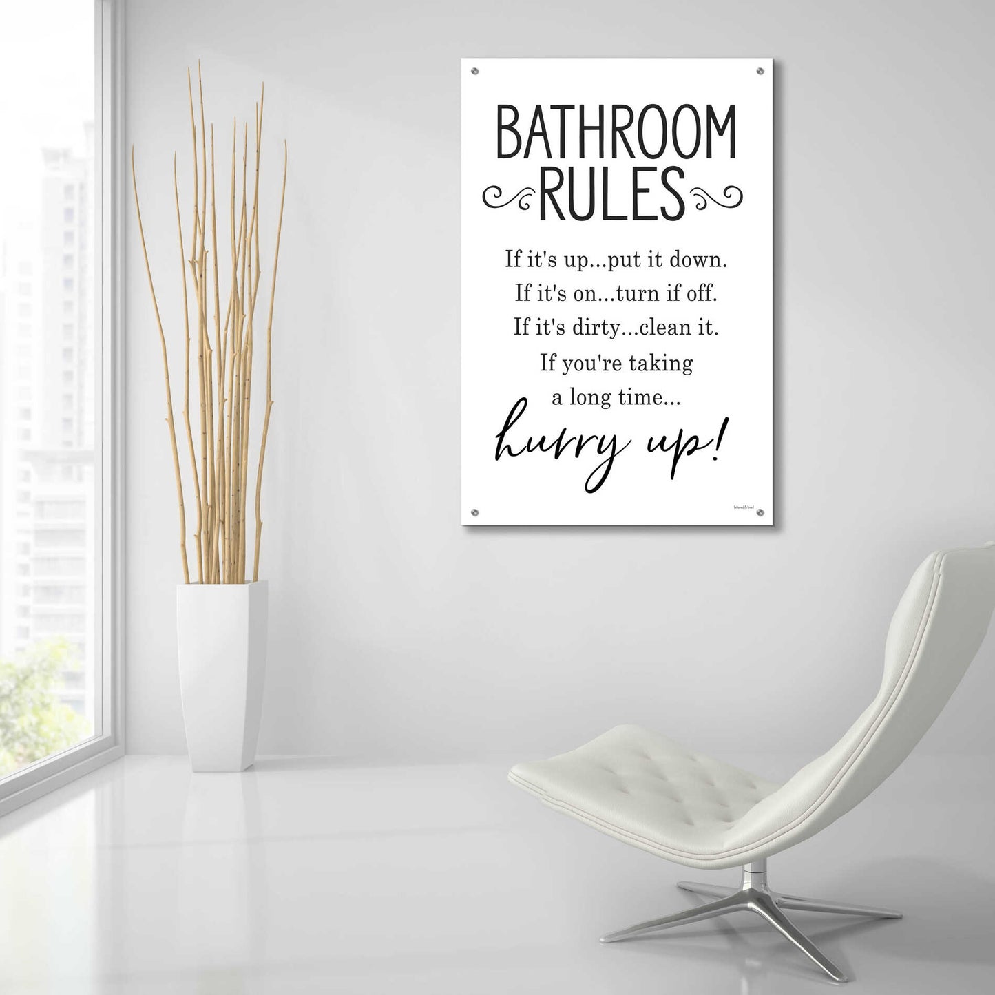 Epic Art 'Bathroom Rules' by lettered & lined, Acrylic Glass Wall Art,24x36