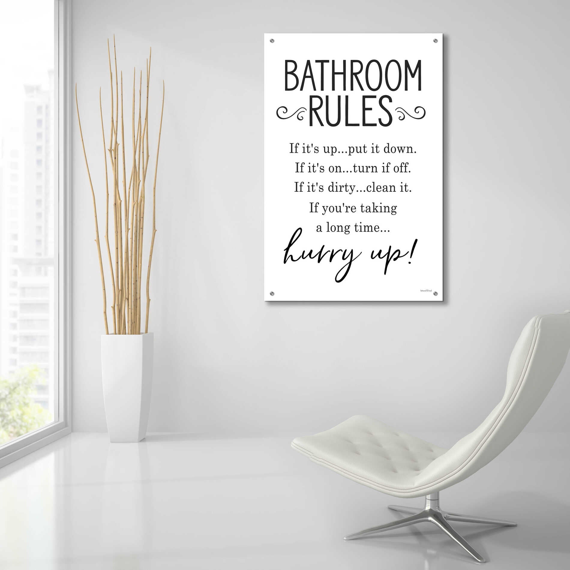 Epic Art 'Bathroom Rules' by lettered & lined, Acrylic Glass Wall Art,24x36