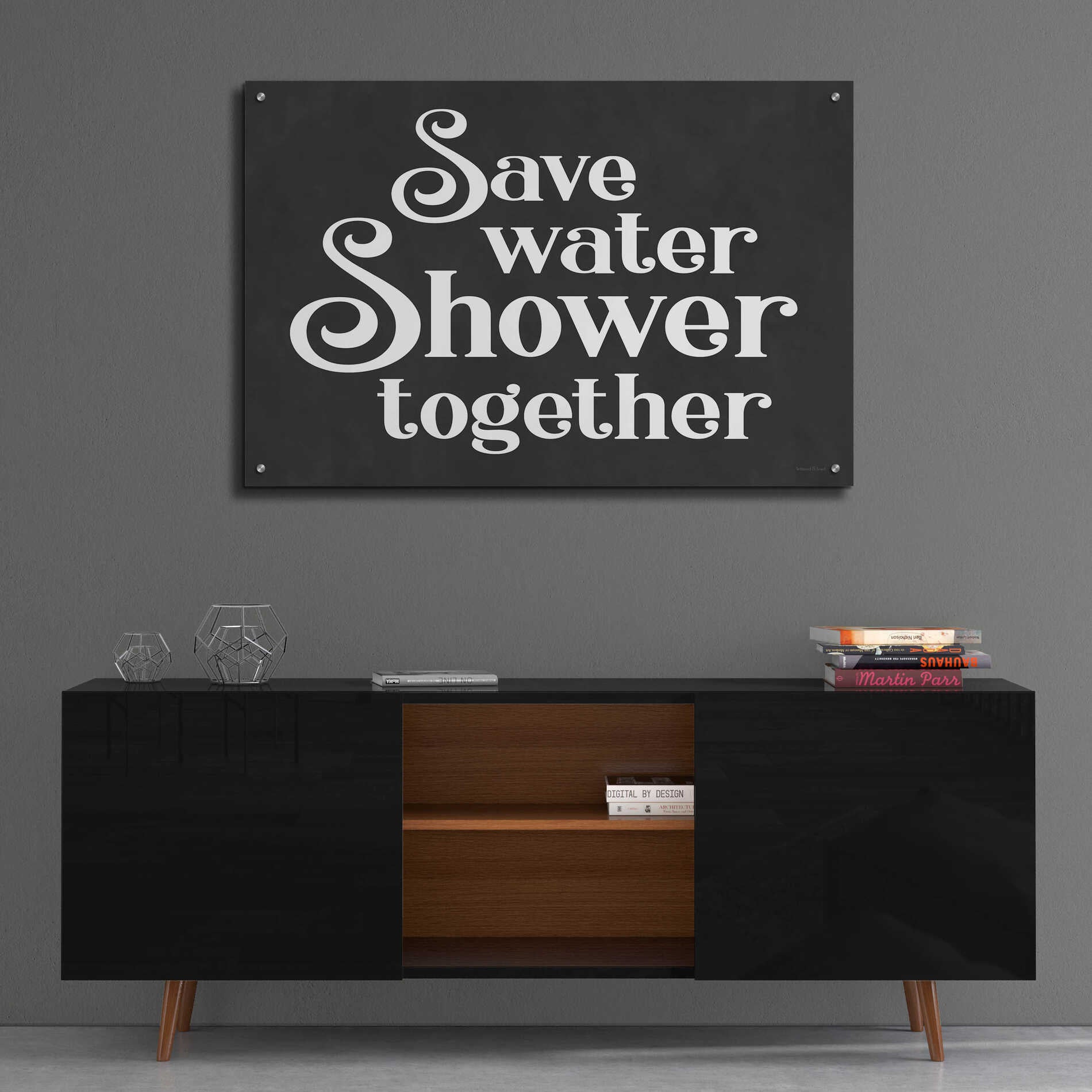 Epic Art 'Save Water, Shower Together' by lettered & lined, Acrylic Glass Wall Art,36x24