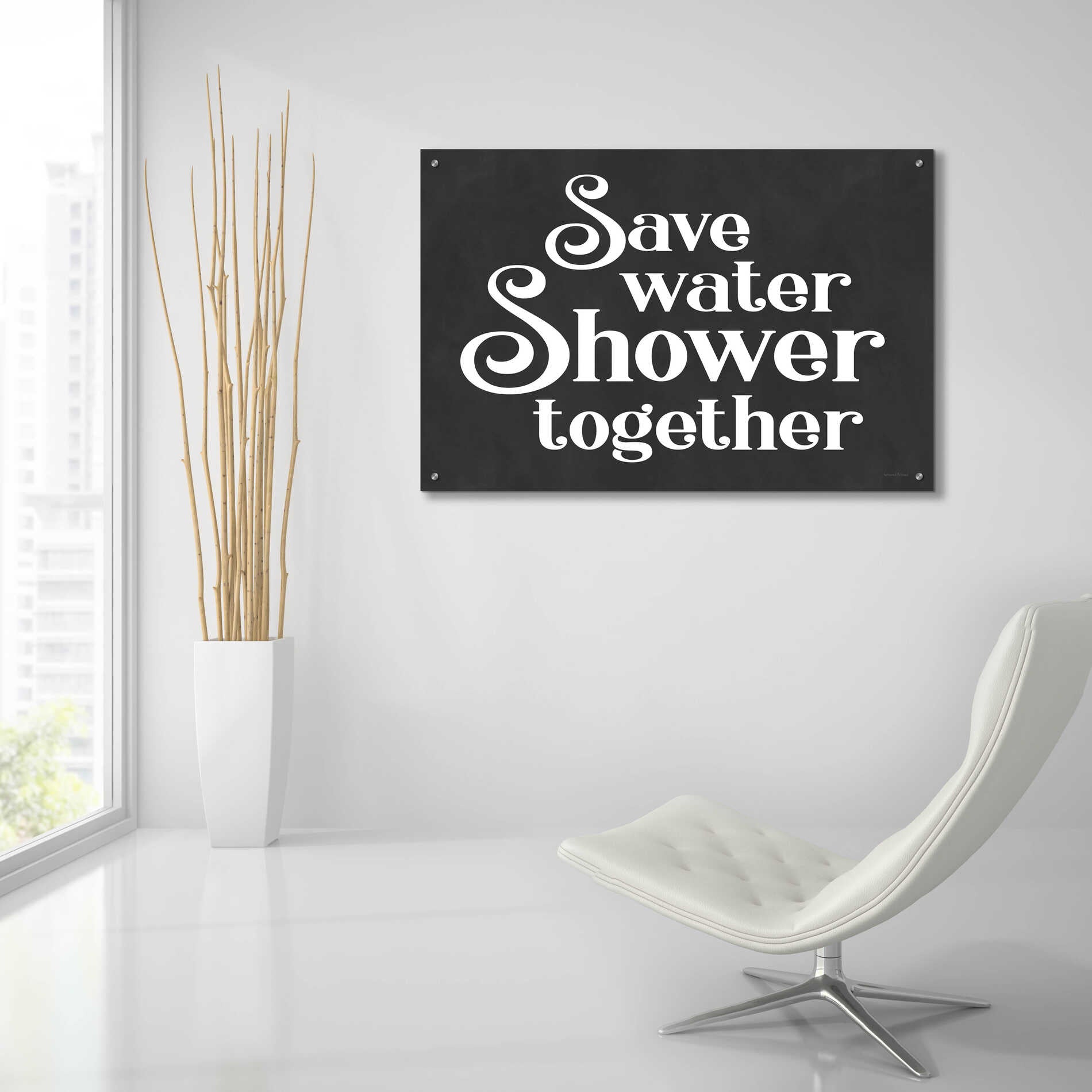 Epic Art 'Save Water, Shower Together' by lettered & lined, Acrylic Glass Wall Art,36x24