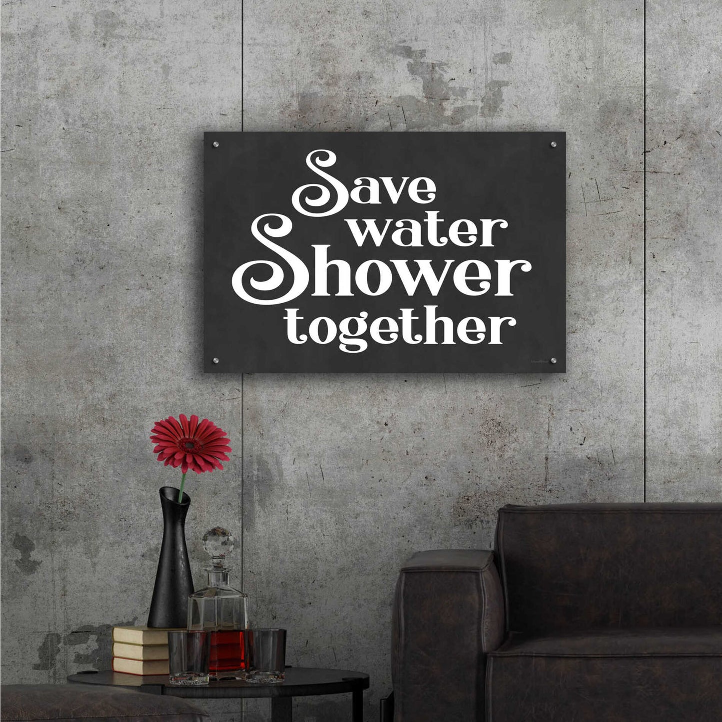 Epic Art 'Save Water, Shower Together' by lettered & lined, Acrylic Glass Wall Art,36x24