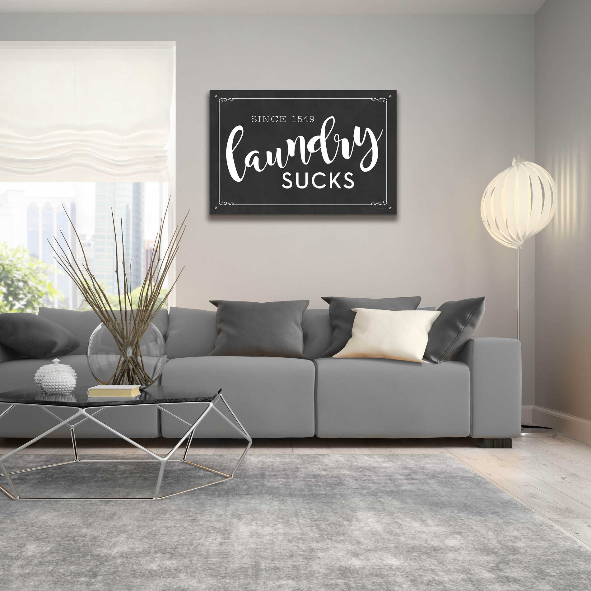 Epic Art 'Laundry Sucks' by lettered & lined, Acrylic Glass Wall Art,36x24