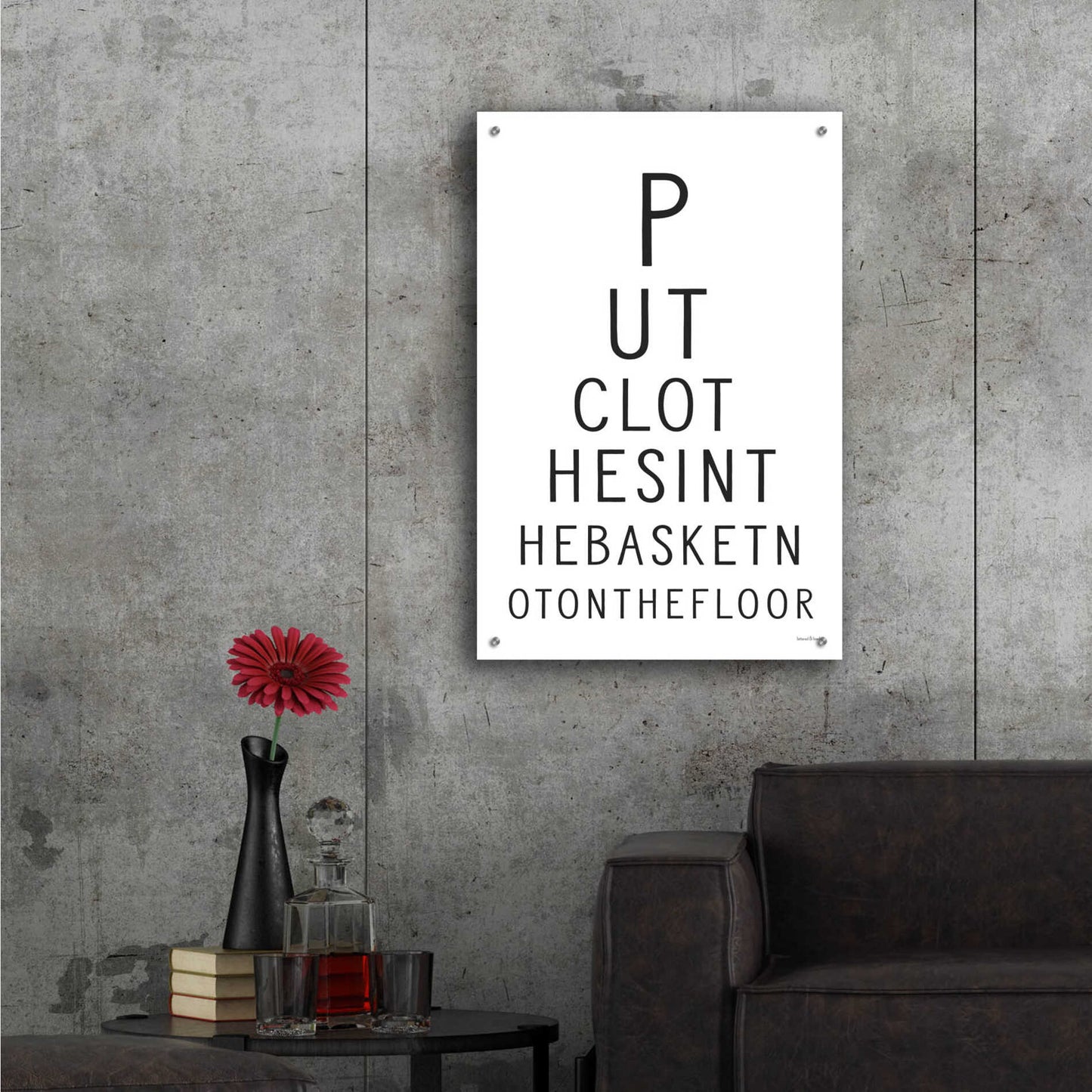 Epic Art 'Put Clothes in the Basket' by lettered & lined, Acrylic Glass Wall Art,24x36