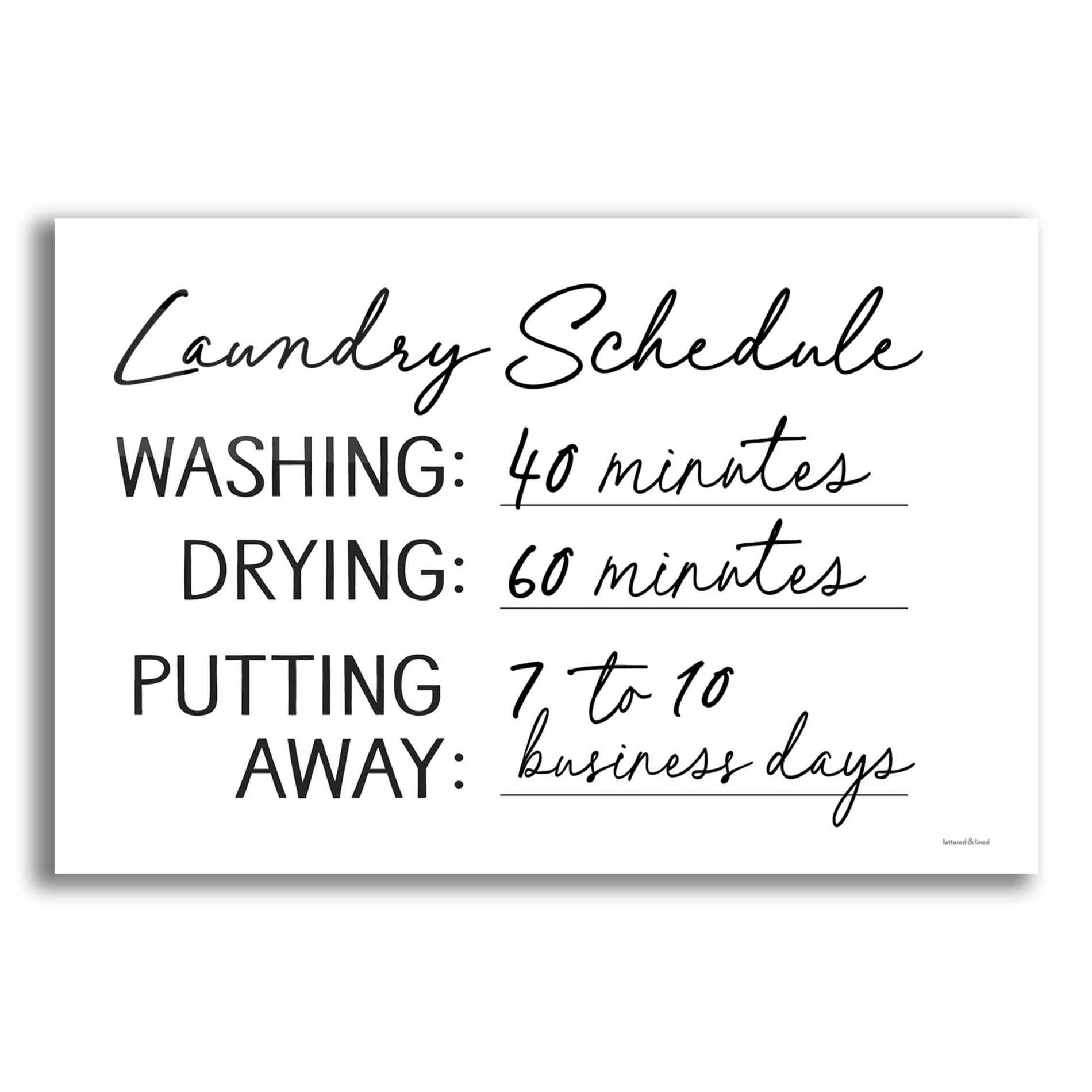 Epic Art 'Laundry Schedule' by lettered & lined, Acrylic Glass Wall Art,16x12