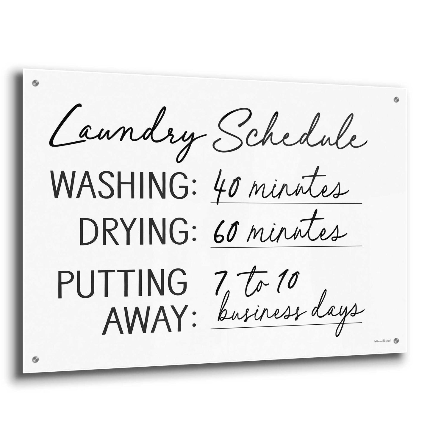 Epic Art 'Laundry Schedule' by lettered & lined, Acrylic Glass Wall Art,36x24