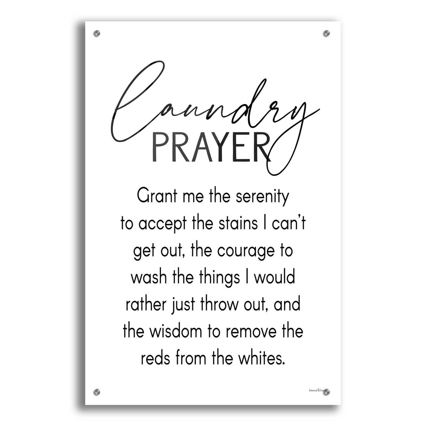 Epic Art 'Laundry Prayer' by lettered & lined, Acrylic Glass Wall Art,24x36