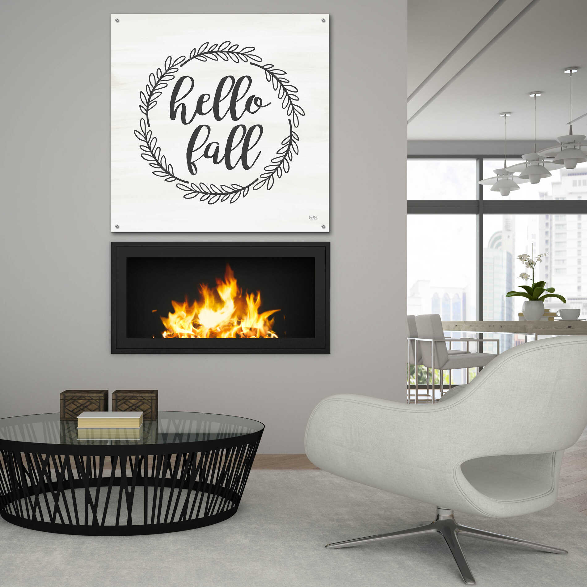 Epic Art 'Hello Fall Simple' by Lux + Me Designs, Acrylic Glass Wall Art,36x36