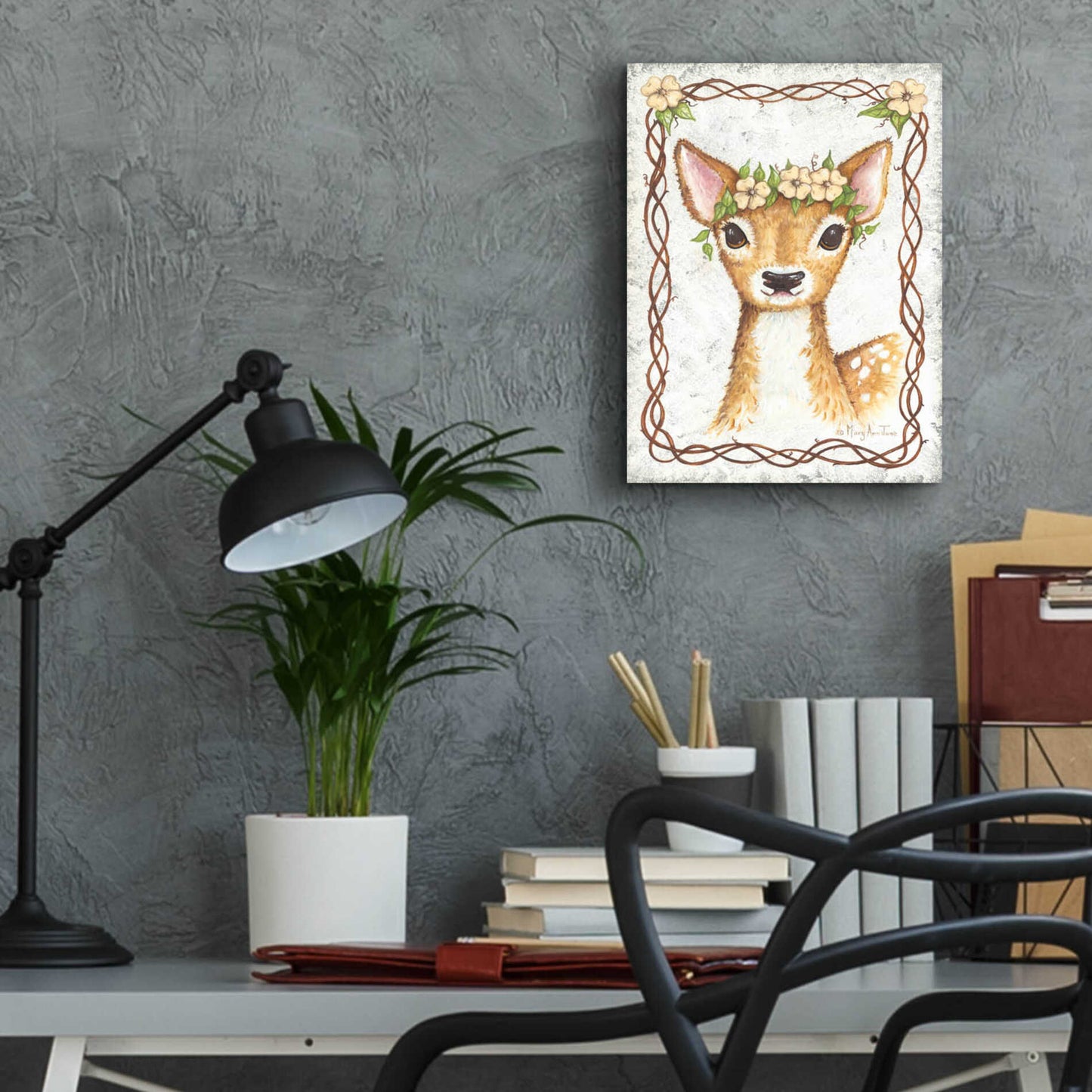 Epic Art 'Deer' by Mary Ann June, Acrylic Glass Wall Art,12x16