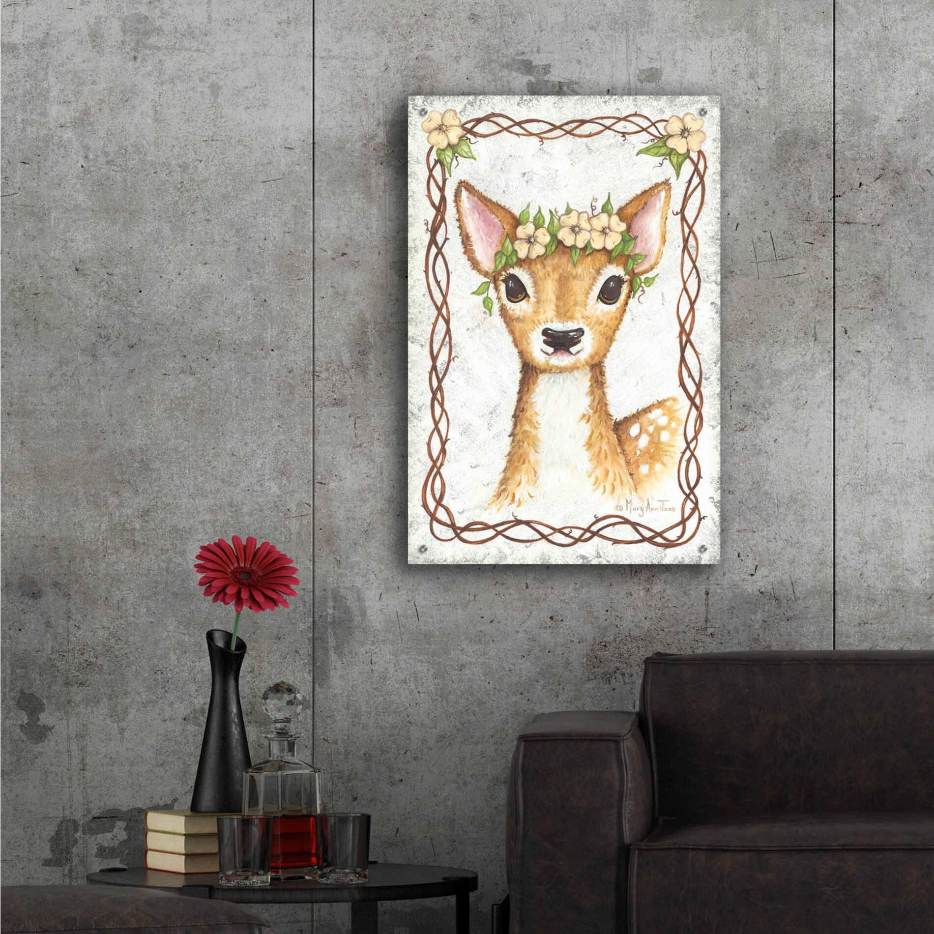 Epic Art 'Deer' by Mary Ann June, Acrylic Glass Wall Art,24x36