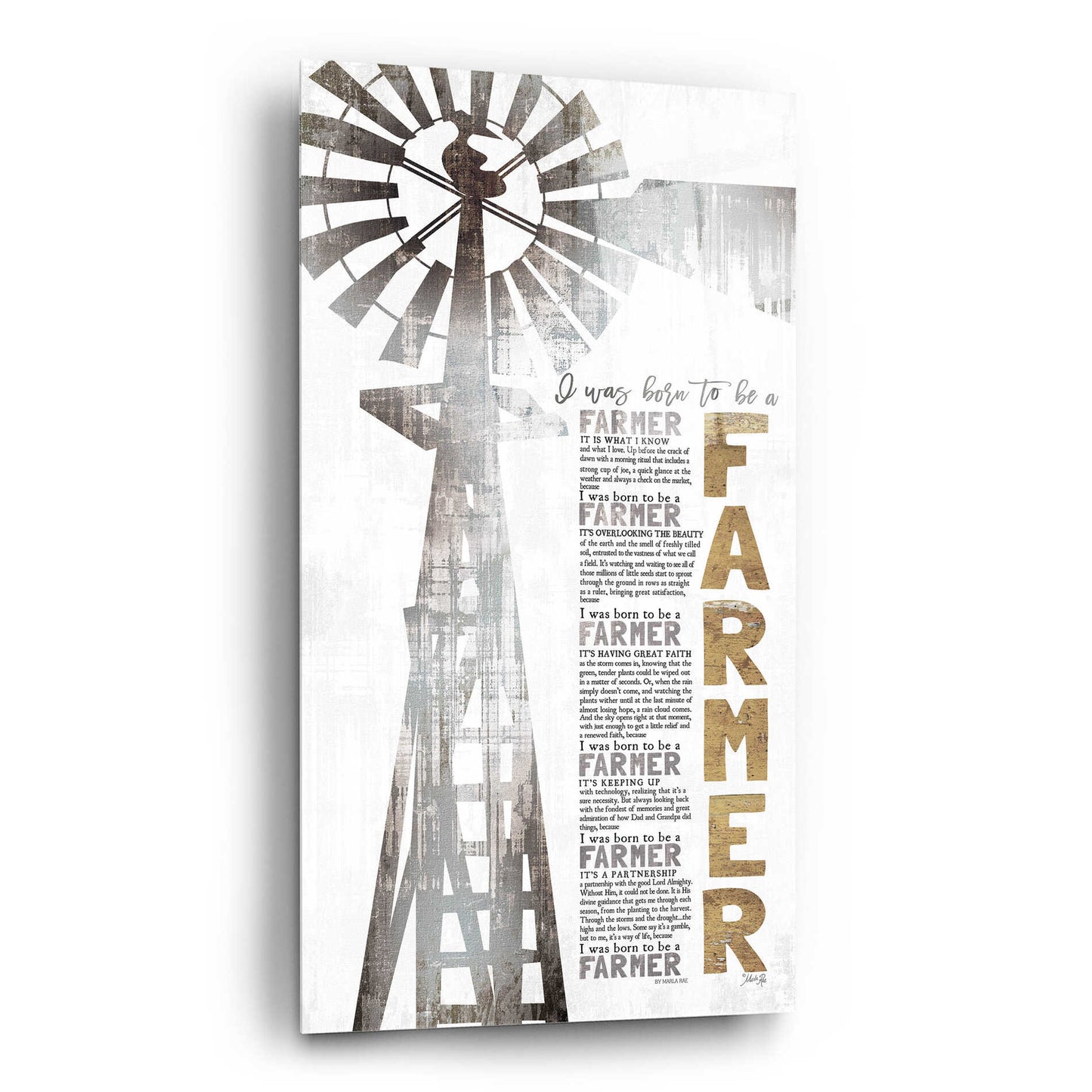 Epic Art 'Born to be a Farmer' by Marla Rae, Acrylic Glass Wall Art,12x24