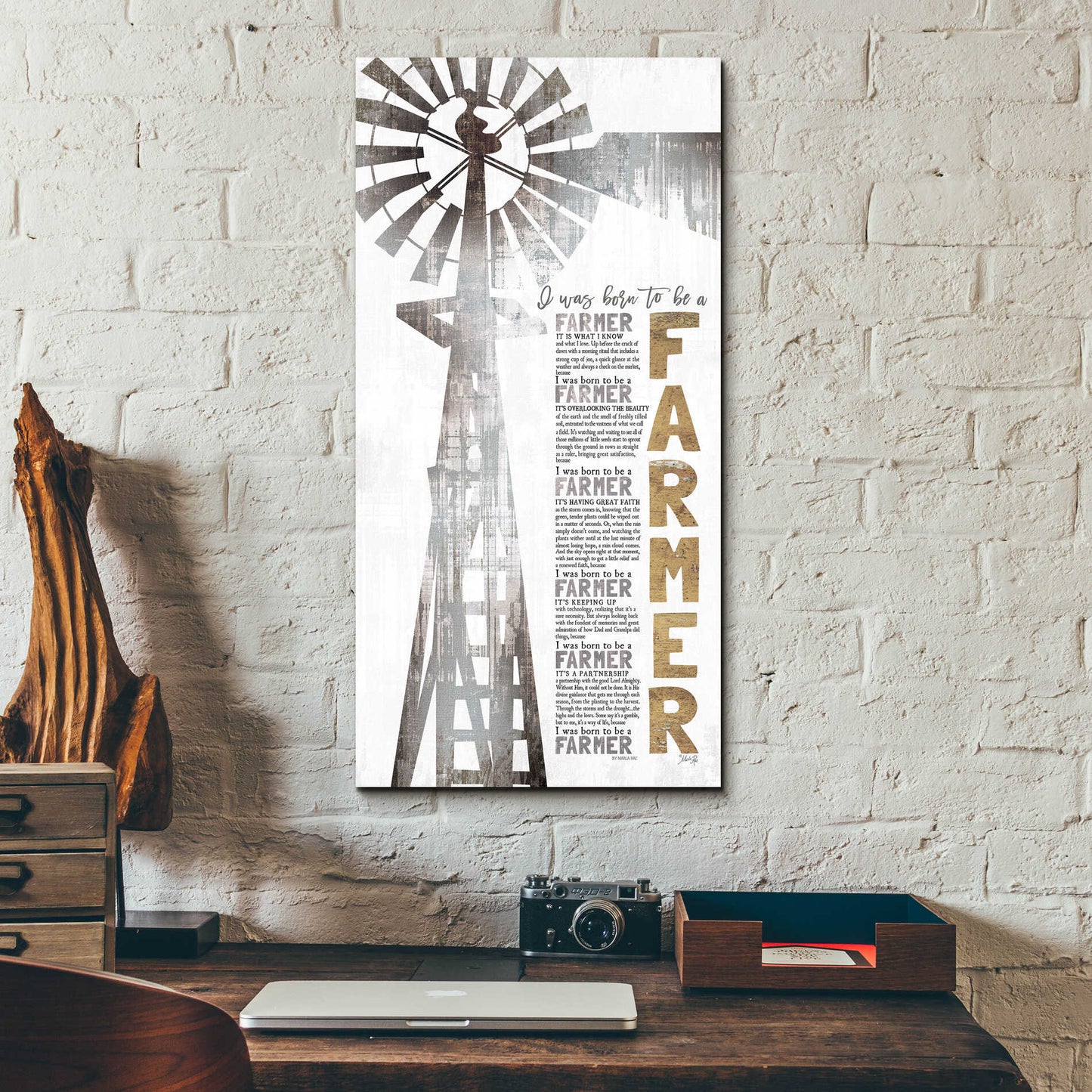 Epic Art 'Born to be a Farmer' by Marla Rae, Acrylic Glass Wall Art,12x24