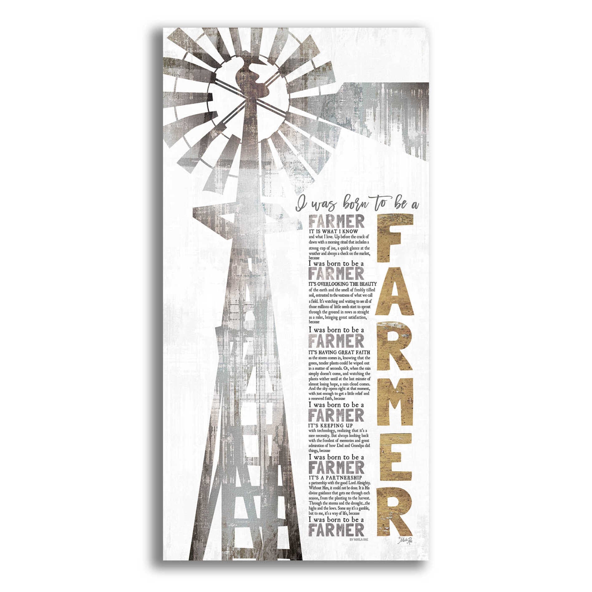 Epic Art 'Born to be a Farmer' by Marla Rae, Acrylic Glass Wall Art,12x24