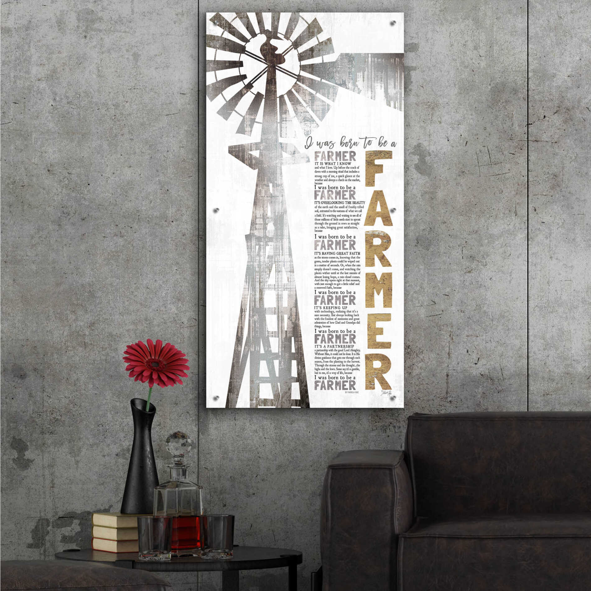 Epic Art 'Born to be a Farmer' by Marla Rae, Acrylic Glass Wall Art,24x48