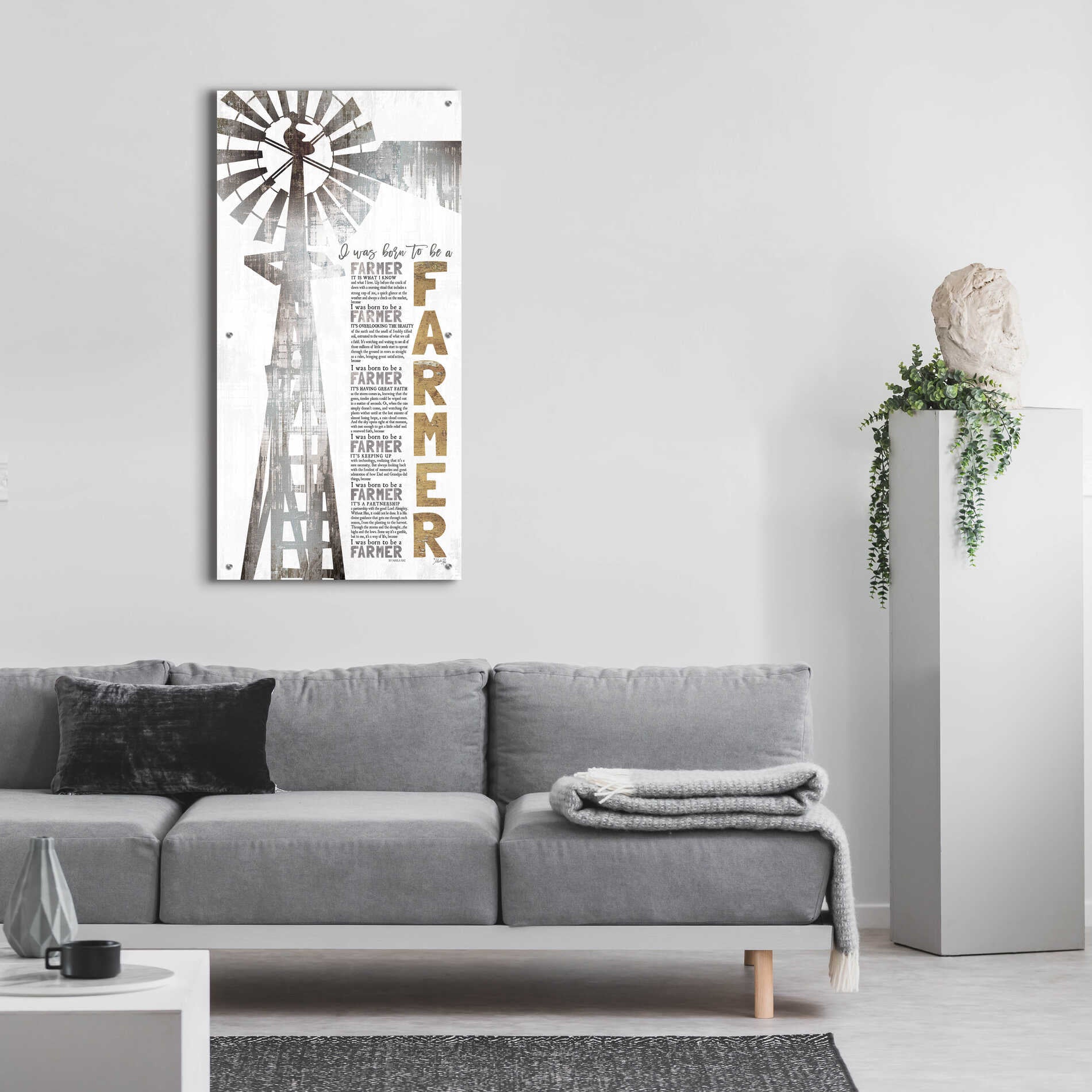 Epic Art 'Born to be a Farmer' by Marla Rae, Acrylic Glass Wall Art,24x48