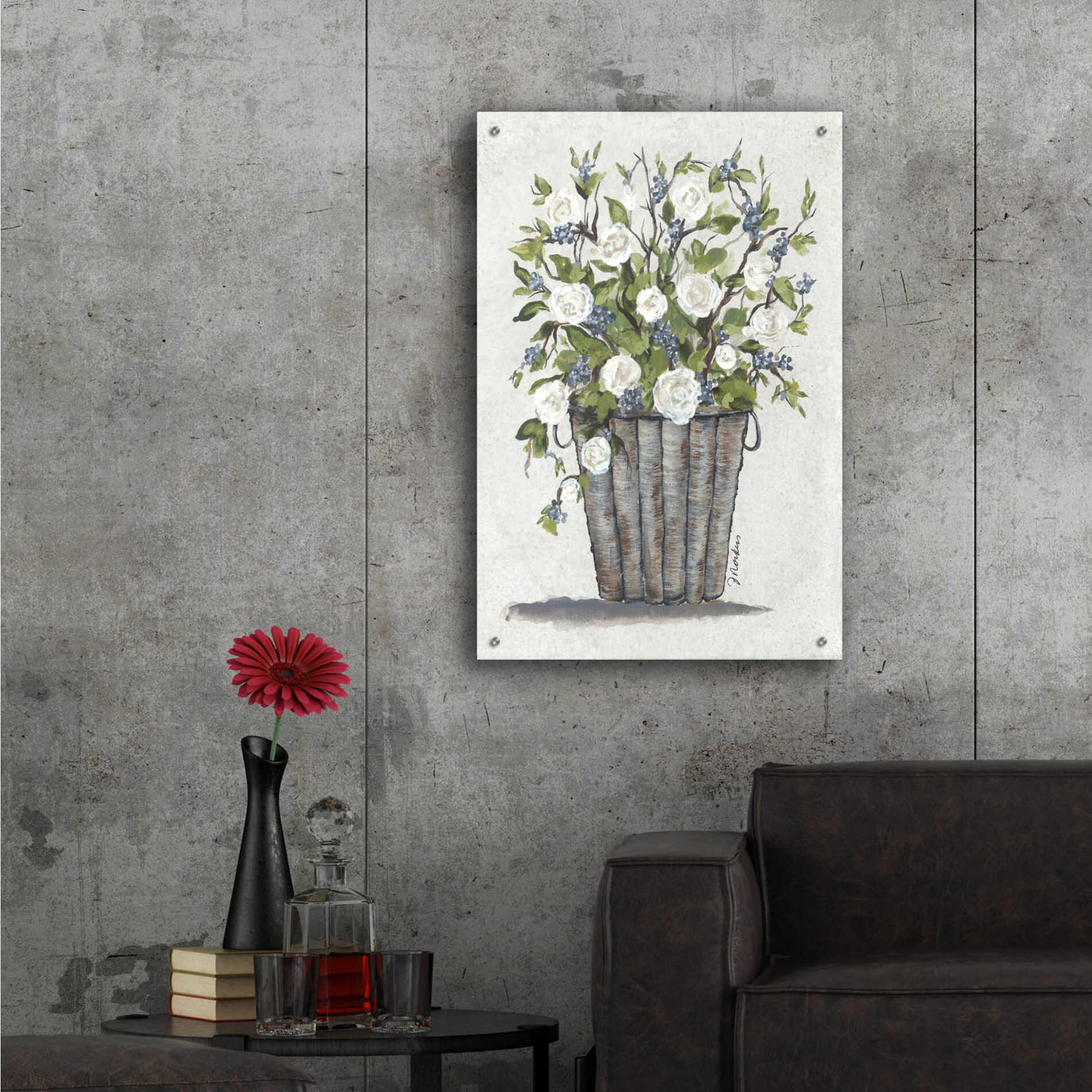 Epic Art 'Sweet Rose Basket' by Julie Norkus, Acrylic Glass Wall Art,24x36