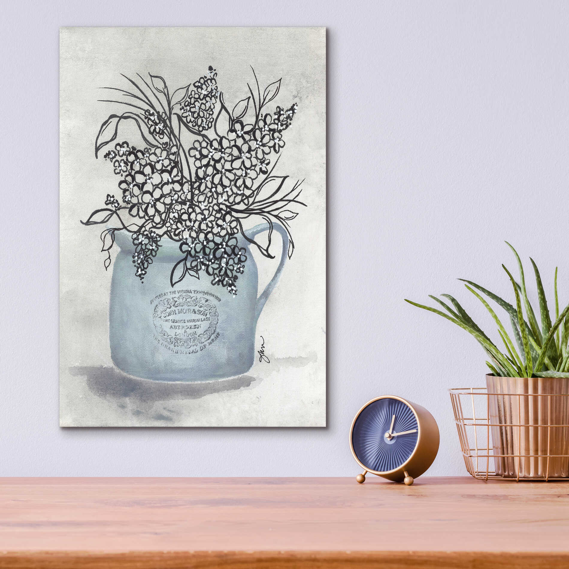 Epic Art 'Sketchy Floral Enamel Pot' by Julie Norkus, Acrylic Glass Wall Art,12x16