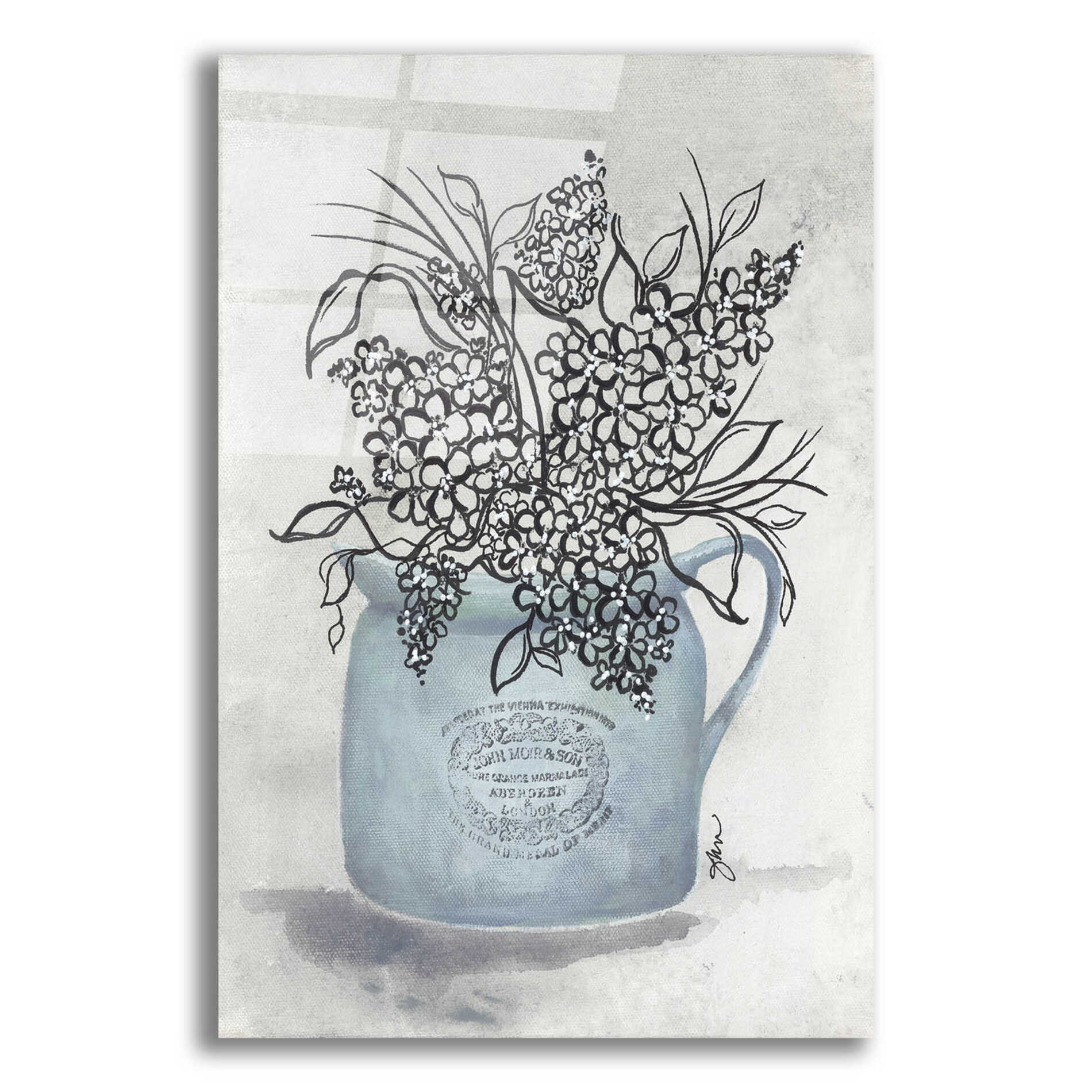 Epic Art 'Sketchy Floral Enamel Pot' by Julie Norkus, Acrylic Glass Wall Art,12x16