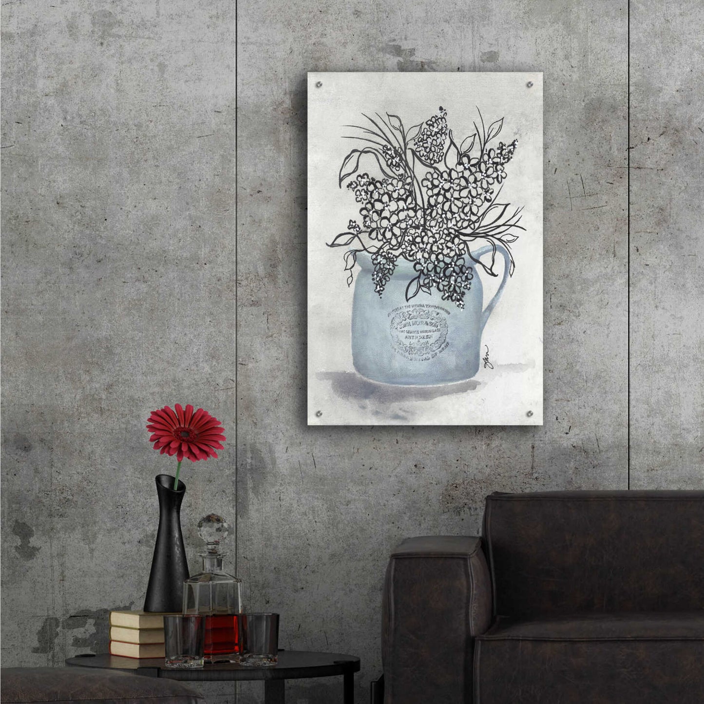 Epic Art 'Sketchy Floral Enamel Pot' by Julie Norkus, Acrylic Glass Wall Art,24x36