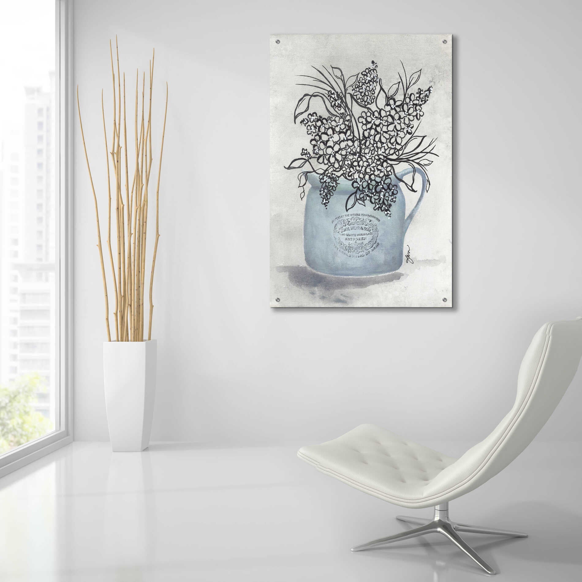 Epic Art 'Sketchy Floral Enamel Pot' by Julie Norkus, Acrylic Glass Wall Art,24x36