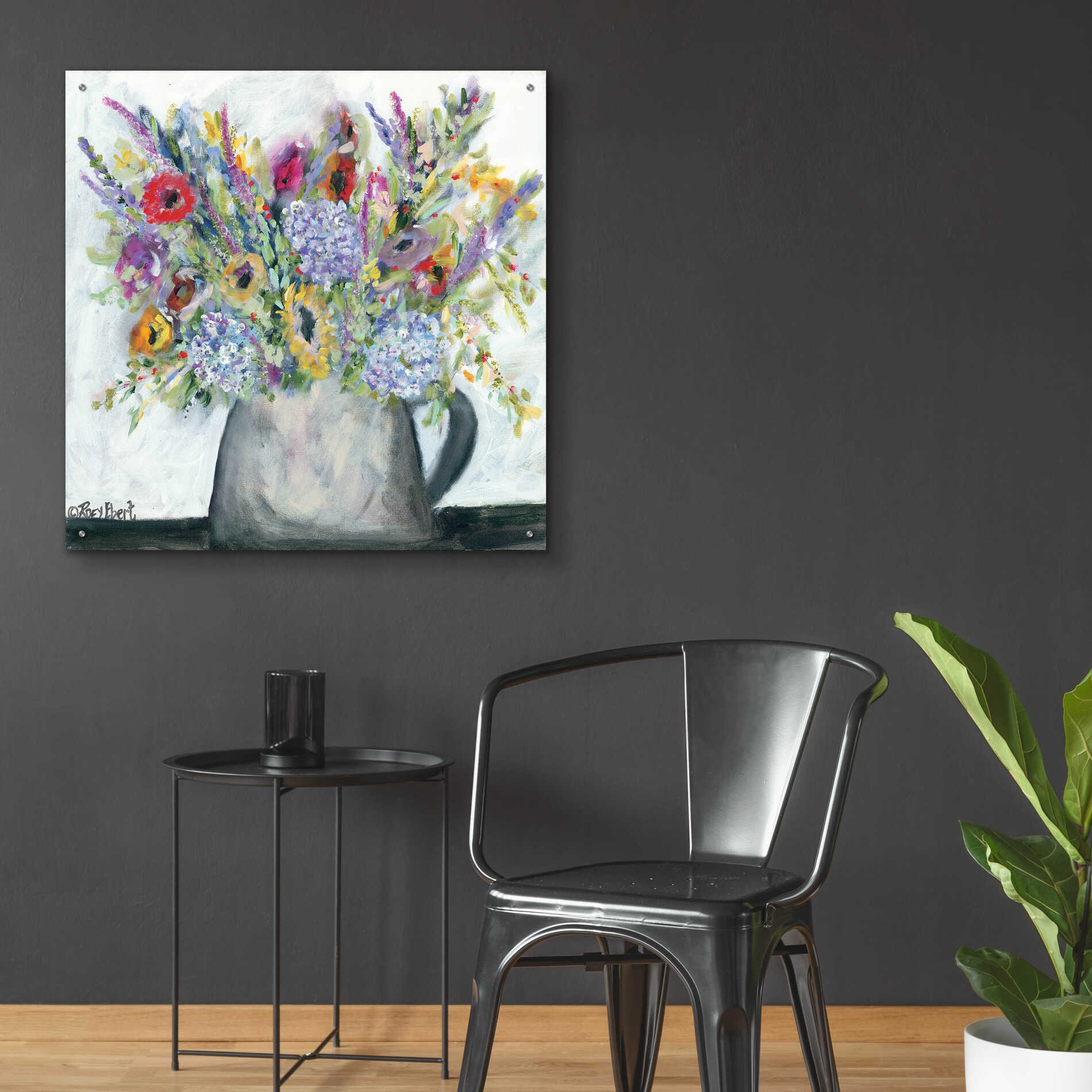 Epic Art 'Hydrangeas in Pitcher' by Roey Ebert, Acrylic Glass Wall Art,36x36