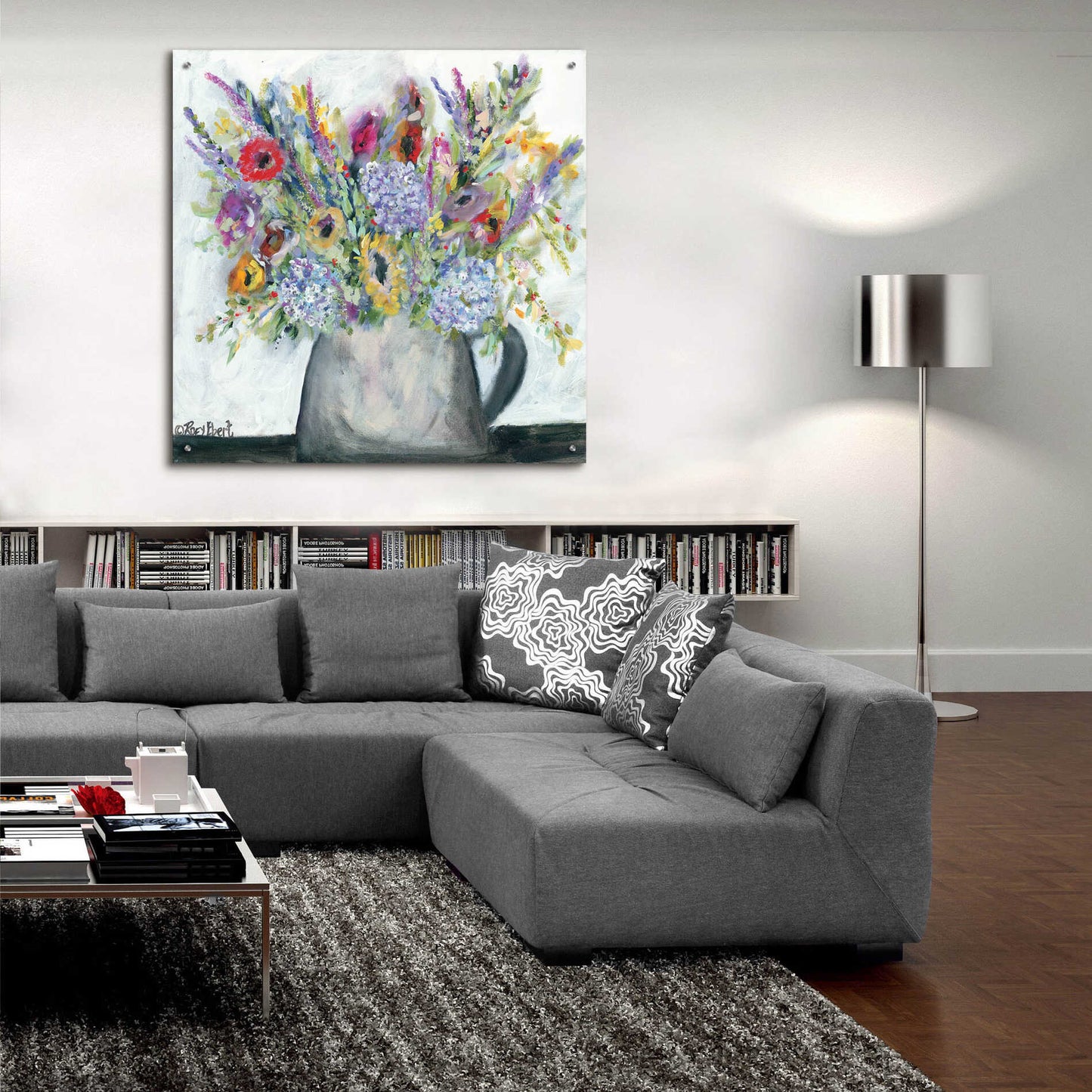 Epic Art 'Hydrangeas in Pitcher' by Roey Ebert, Acrylic Glass Wall Art,36x36