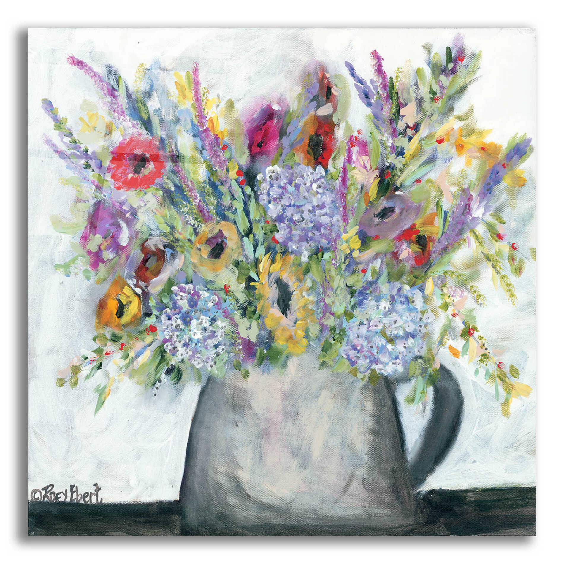 Epic Art 'Hydrangeas in Pitcher' by Roey Ebert, Acrylic Glass Wall Art