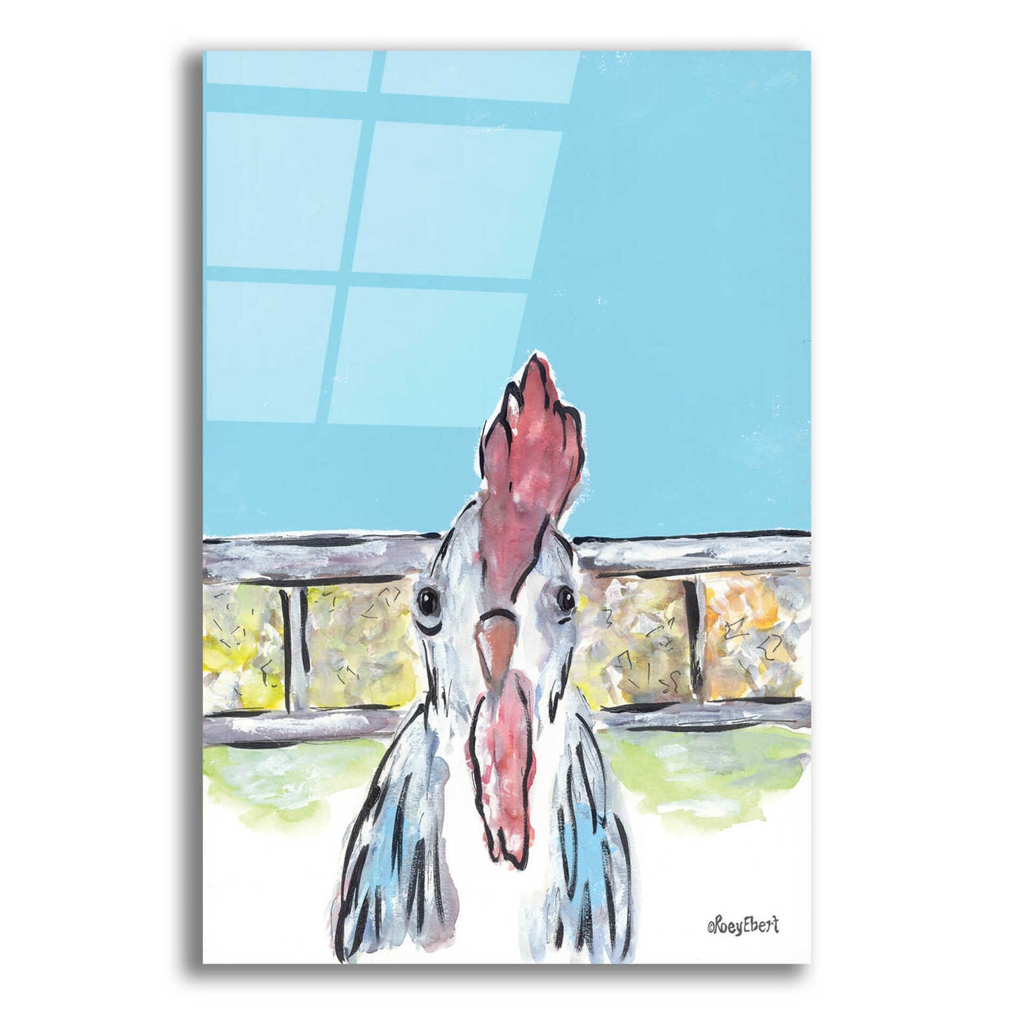 Epic Art 'Cluck Cluck' by Roey Ebert, Acrylic Glass Wall Art,12x16