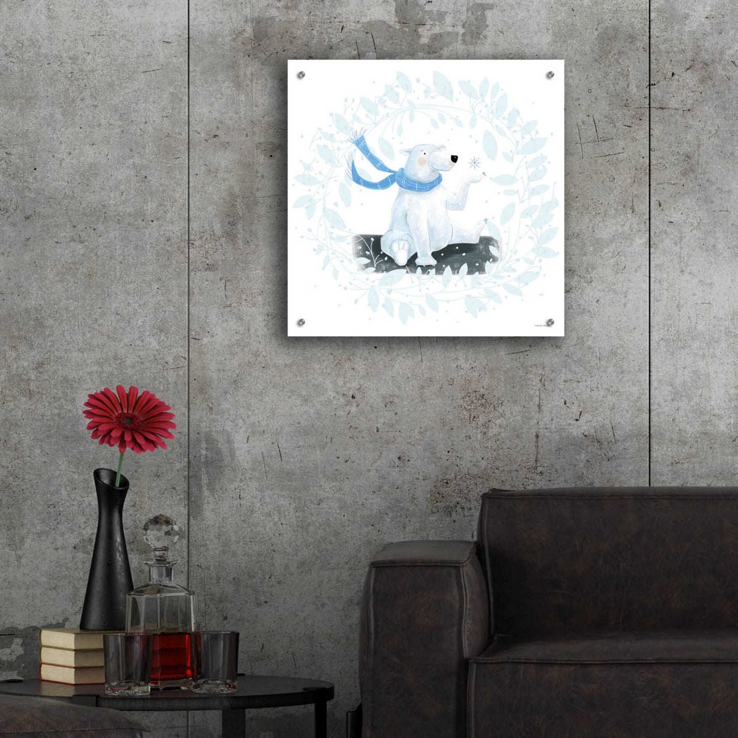 Epic Art 'Polar Bear Holiday' by Rachel Nieman, Acrylic Glass Wall Art,24x24
