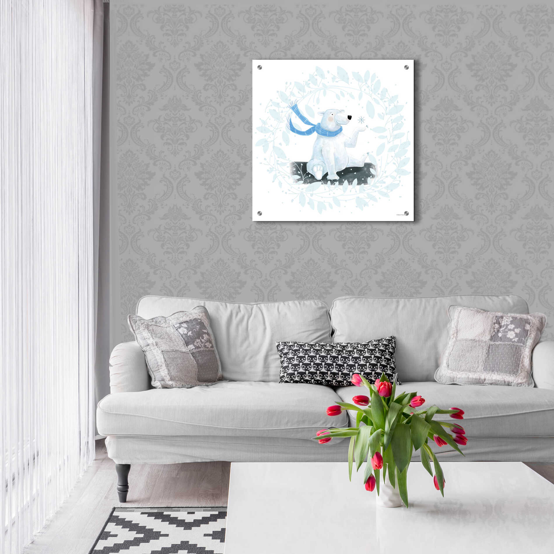 Epic Art 'Polar Bear Holiday' by Rachel Nieman, Acrylic Glass Wall Art,24x24
