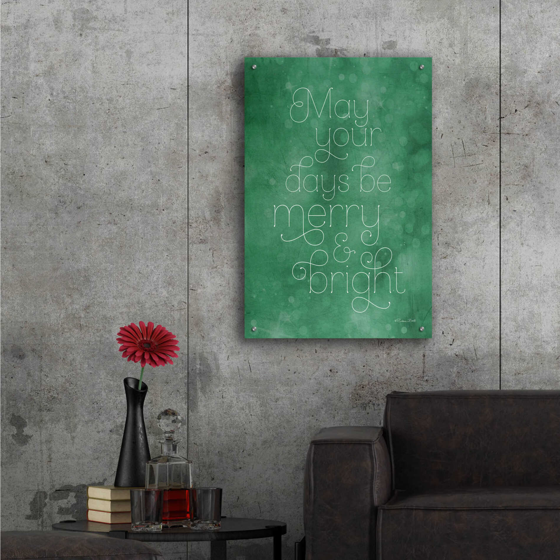 Epic Art 'Merry & Bright Green' by Susan Ball, Acrylic Glass Wall Art,24x36