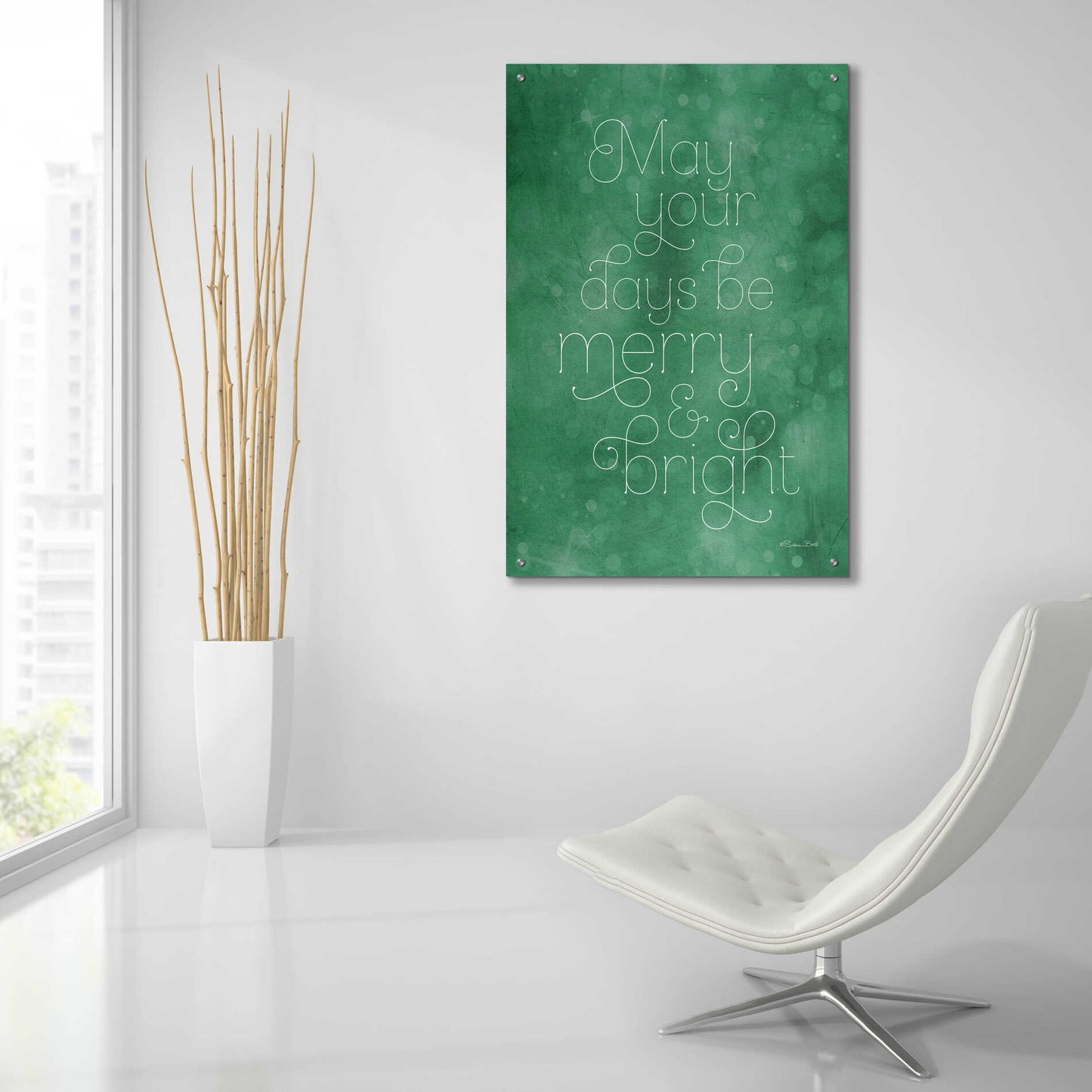 Epic Art 'Merry & Bright Green' by Susan Ball, Acrylic Glass Wall Art,24x36