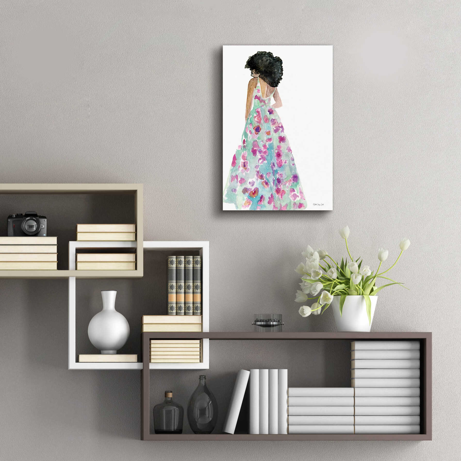 Epic Art 'Floral Gown 2' by Stellar Design Studio, Acrylic Glass Wall Art,16x24