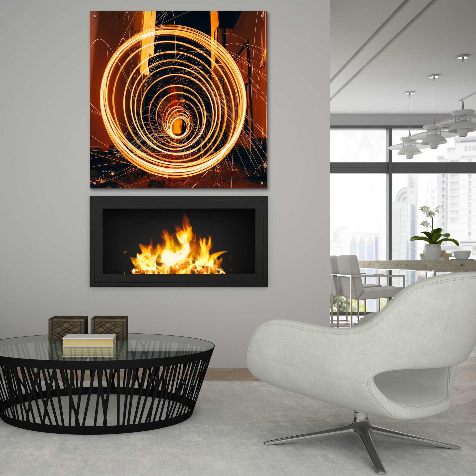 Epic Art 'Fiery Vortex' by Epic Portfolio Acrylic Glass Wall Art,36x36
