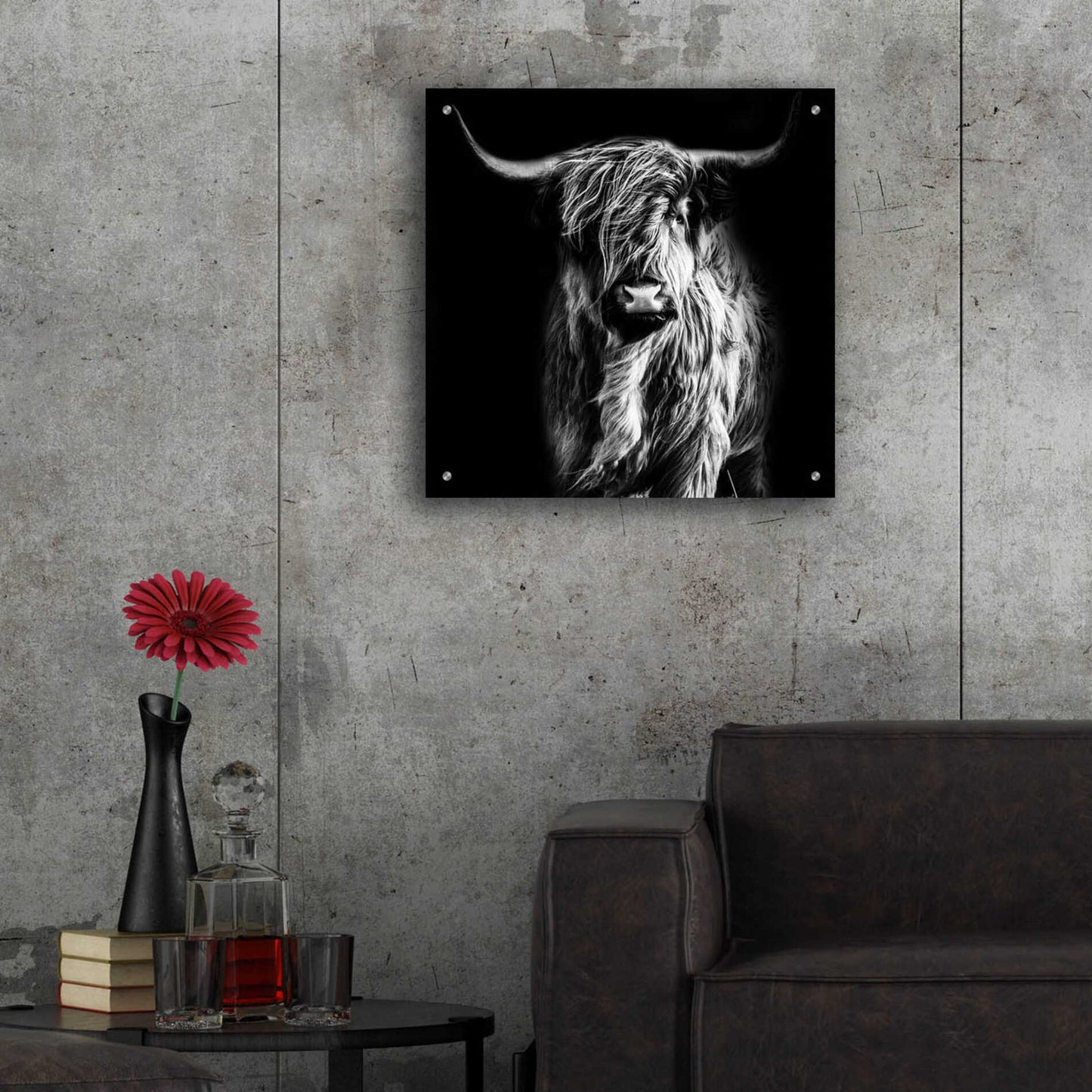 Epic Art 'Hippy Highland Cow' by Epic Portfolio Acrylic Glass Wall Art,24x24