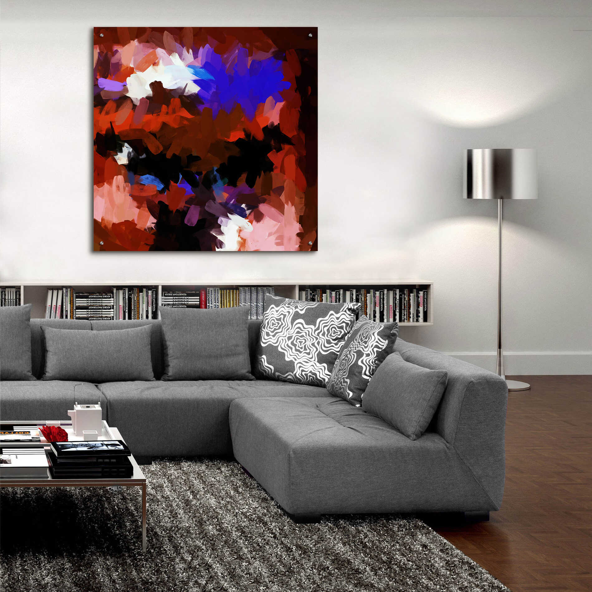 Epic Art 'Inverted Abstract Colorful Flows 15' by Irena Orlov Acrylic Glass Wall Art,36x36