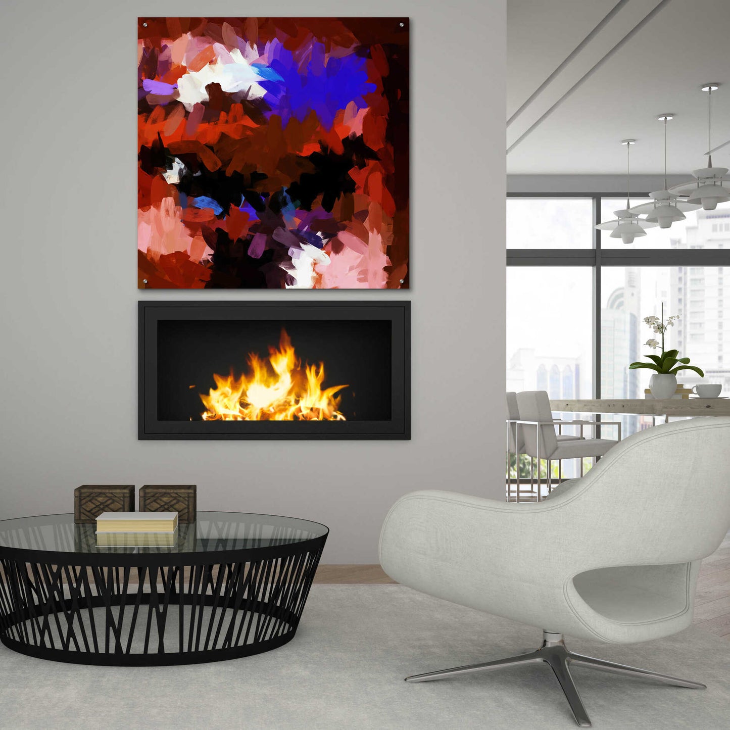 Epic Art 'Inverted Abstract Colorful Flows 15' by Irena Orlov Acrylic Glass Wall Art,36x36