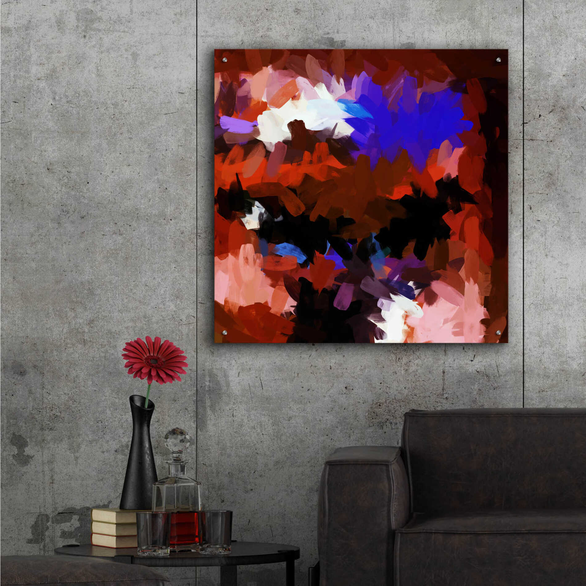 Epic Art 'Inverted Abstract Colorful Flows 15' by Irena Orlov Acrylic Glass Wall Art,36x36