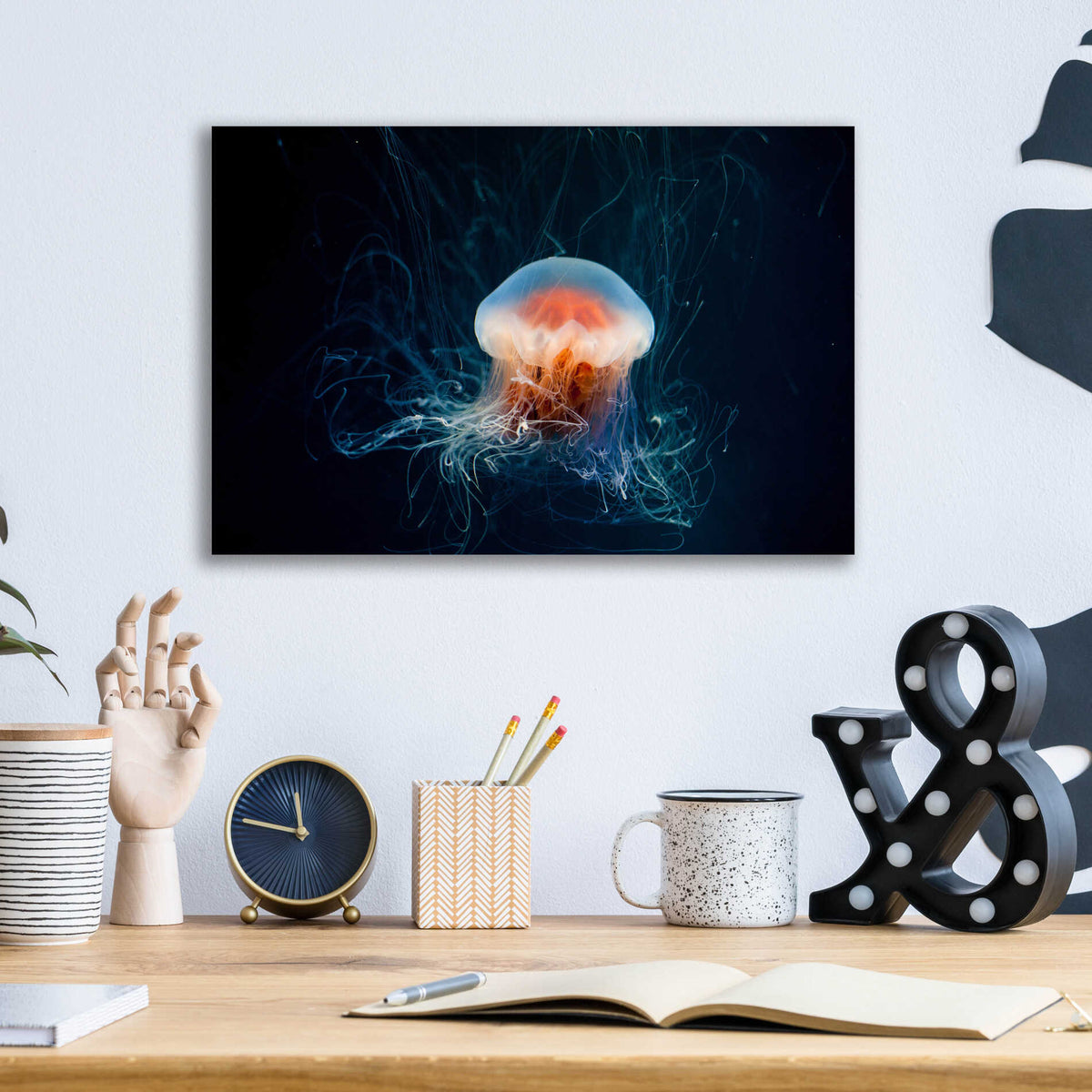 Epic Art 'Peachy Jellyfish' by Epic Portfolio, Acrylic Glass Wall Art,16x12