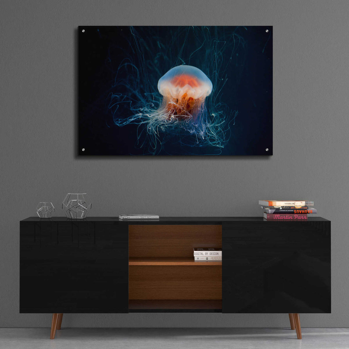 Epic Art 'Peachy Jellyfish' by Epic Portfolio, Acrylic Glass Wall Art,36x24