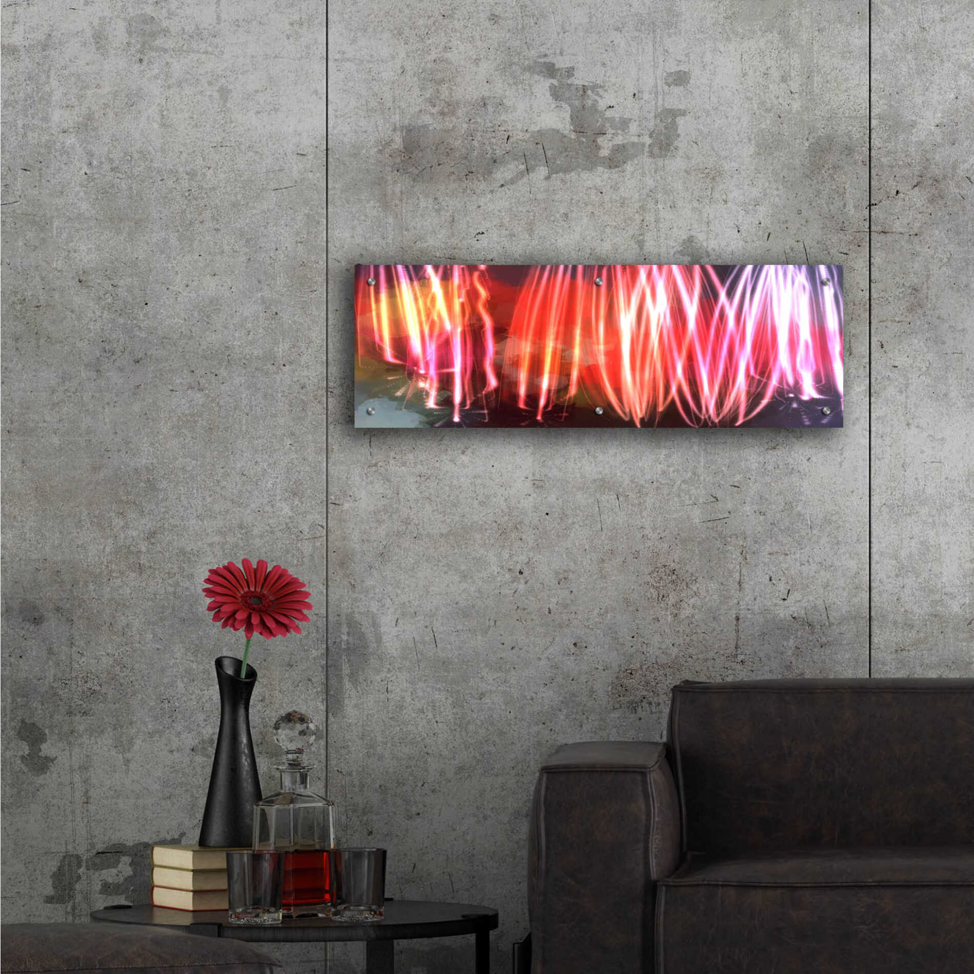 Epic Art 'Glow Lines 1' by Irena Orlov, Acrylic Glass Wall Art,36x12