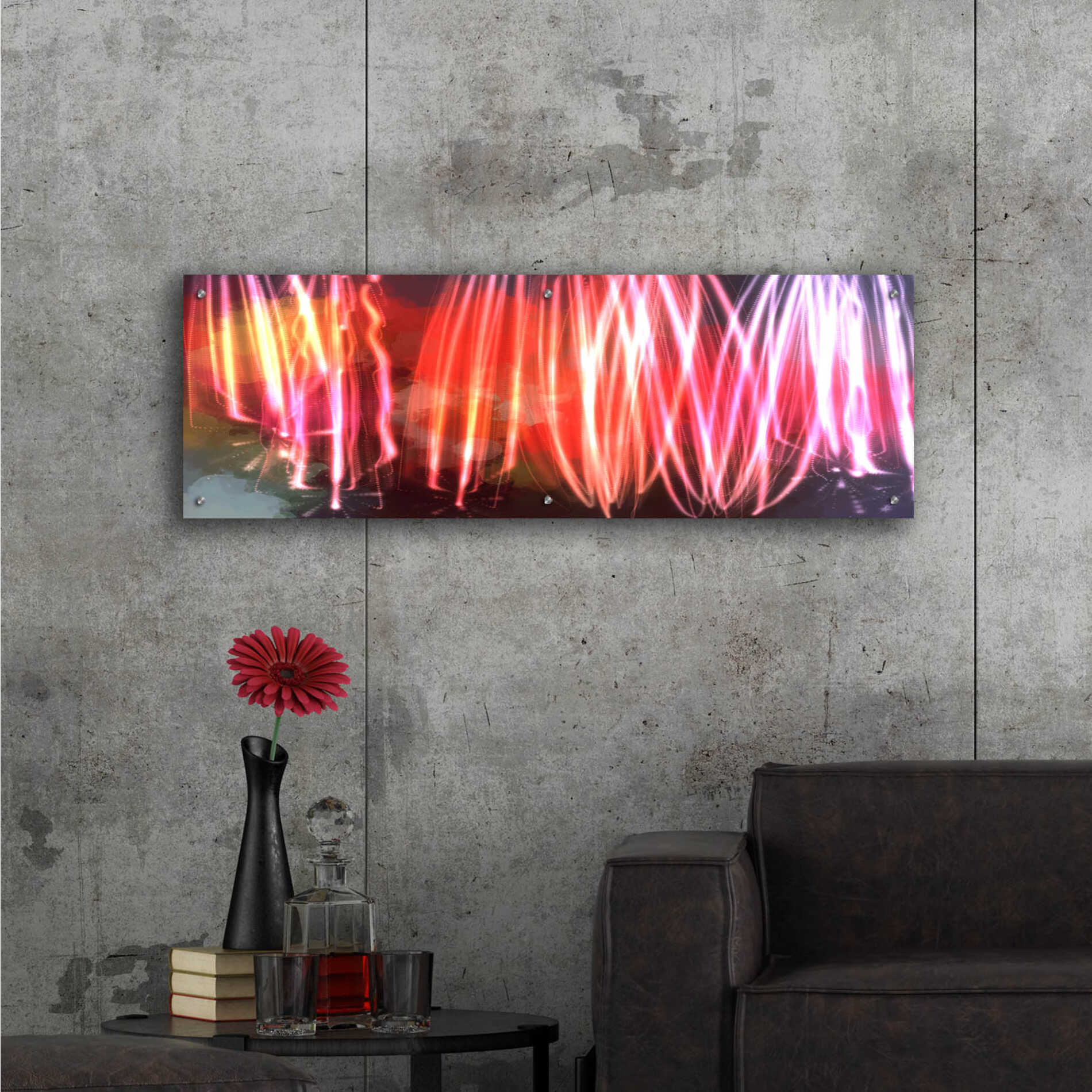 Epic Art 'Glow Lines 1' by Irena Orlov, Acrylic Glass Wall Art,48x16